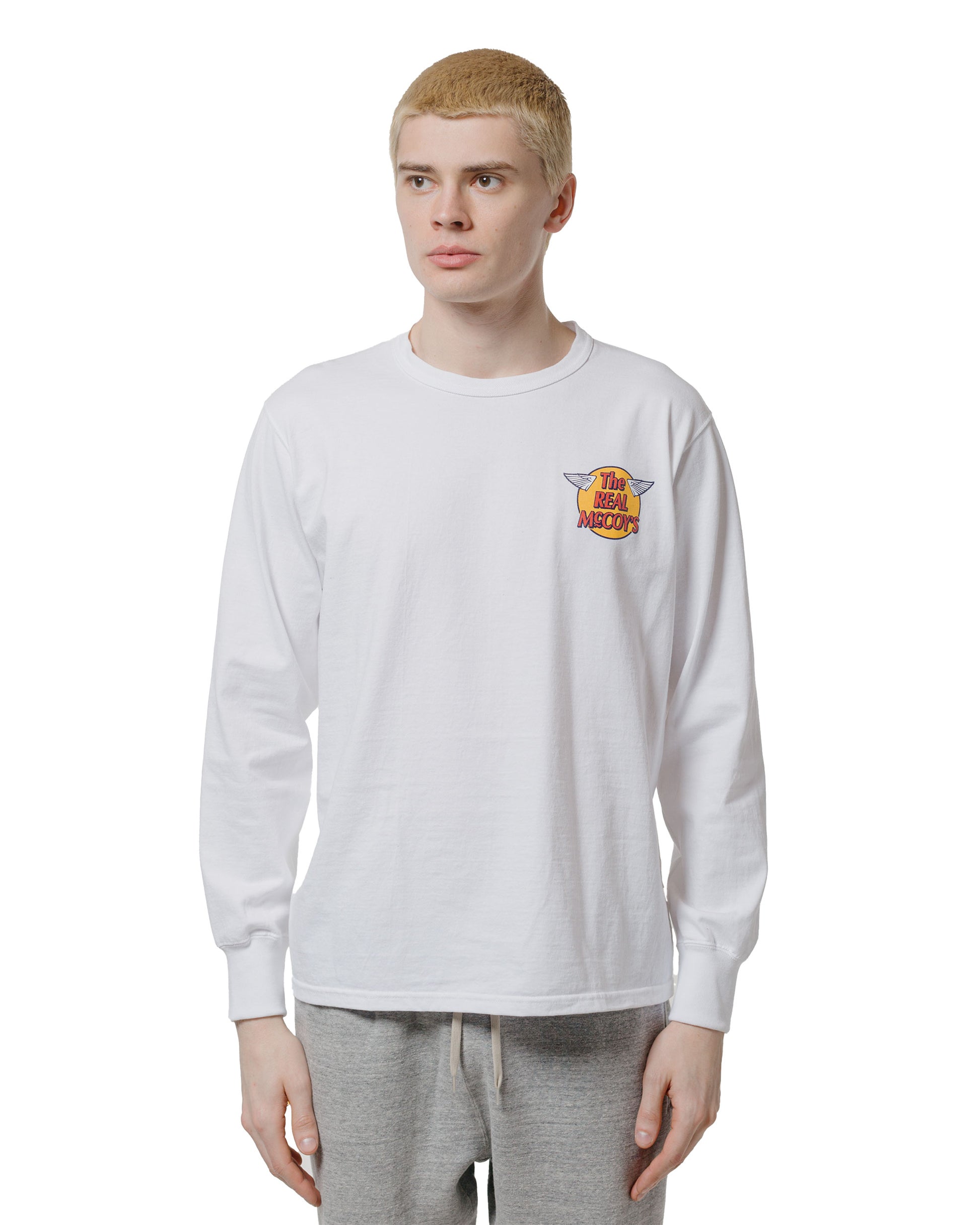 lost & found The Real McCoy's The Real McCoy's MC24003 The Real McCoy's Logo Tee L/S White