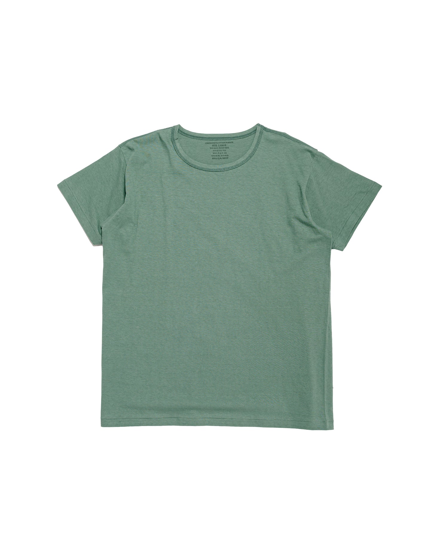 The Real McCoy's MC24014 Undershirt, Cotton, Summer Green