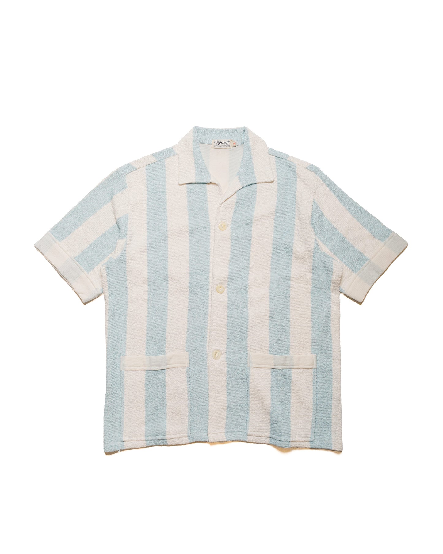 lost & found The Real McCoy's The Real McCoy's MC24015 Stripe Cotton Pile Beach Shirt Light Blue