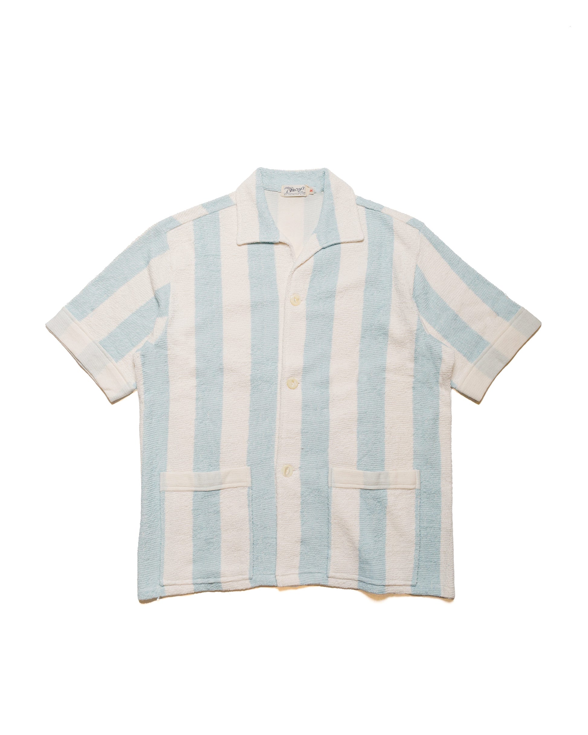 lost & found The Real McCoy's The Real McCoy's MC24015 Stripe Cotton Pile Beach Shirt Light Blue