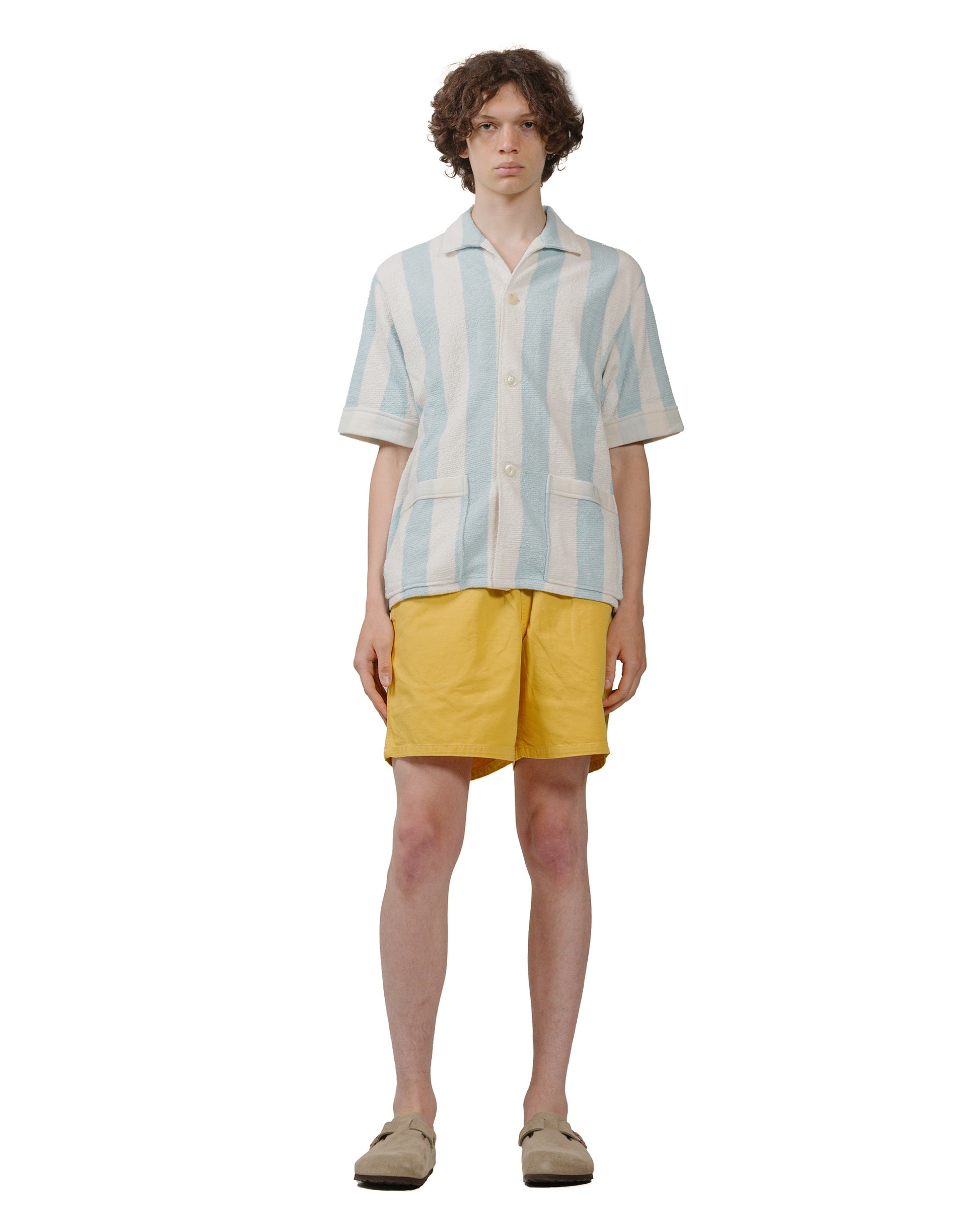 lost & found The Real McCoy's The Real McCoy's MC24015 Stripe Cotton Pile Beach Shirt Light Blue