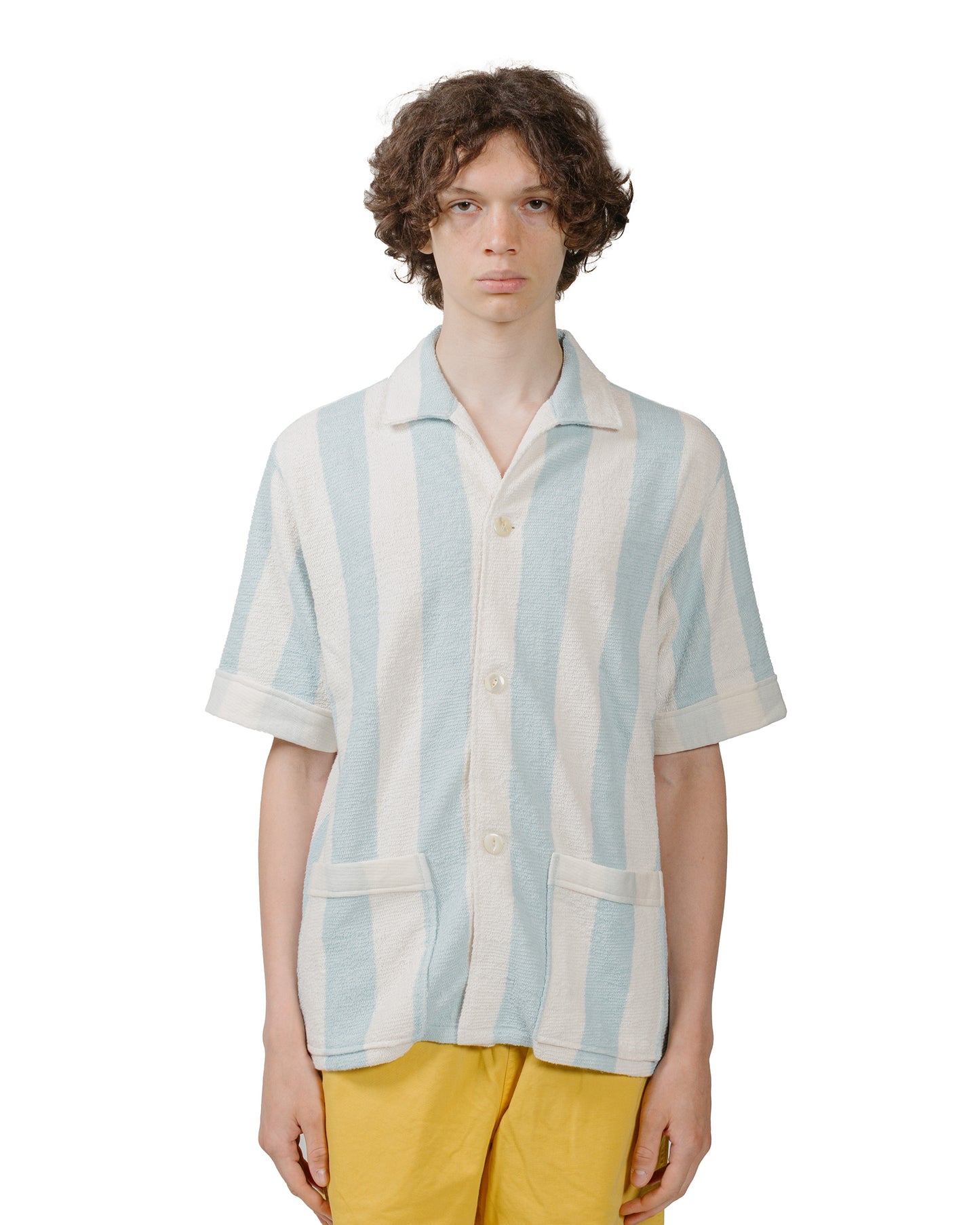 lost & found The Real McCoy's The Real McCoy's MC24015 Stripe Cotton Pile Beach Shirt Light Blue