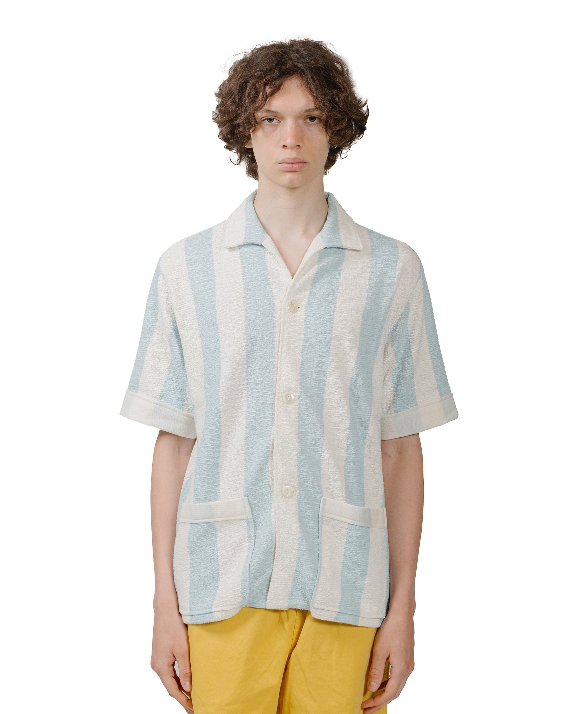 lost & found The Real McCoy's The Real McCoy's MC24015 Stripe Cotton Pile Beach Shirt Light Blue