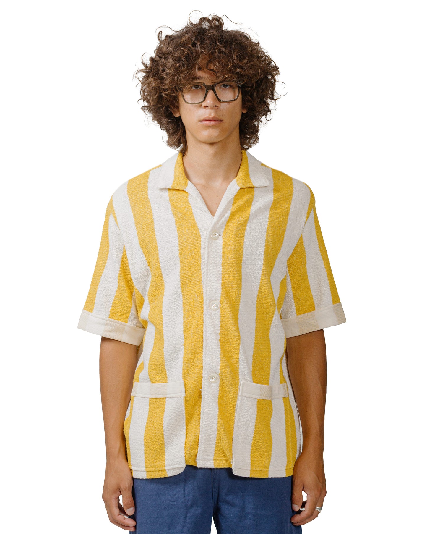 lost & found The Real McCoy's The Real McCoy's MC24015 Stripe Cotton Pile Beach Shirt Yellow