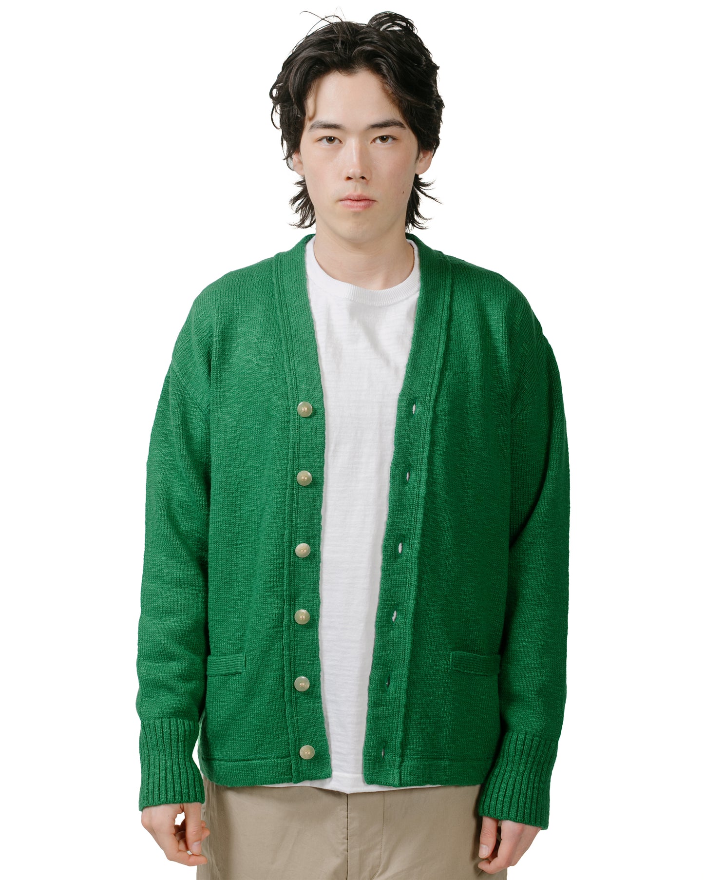 lost & found The Real McCoy's The Real McCoy's MC24016 Cotton Summer Cardigan Green