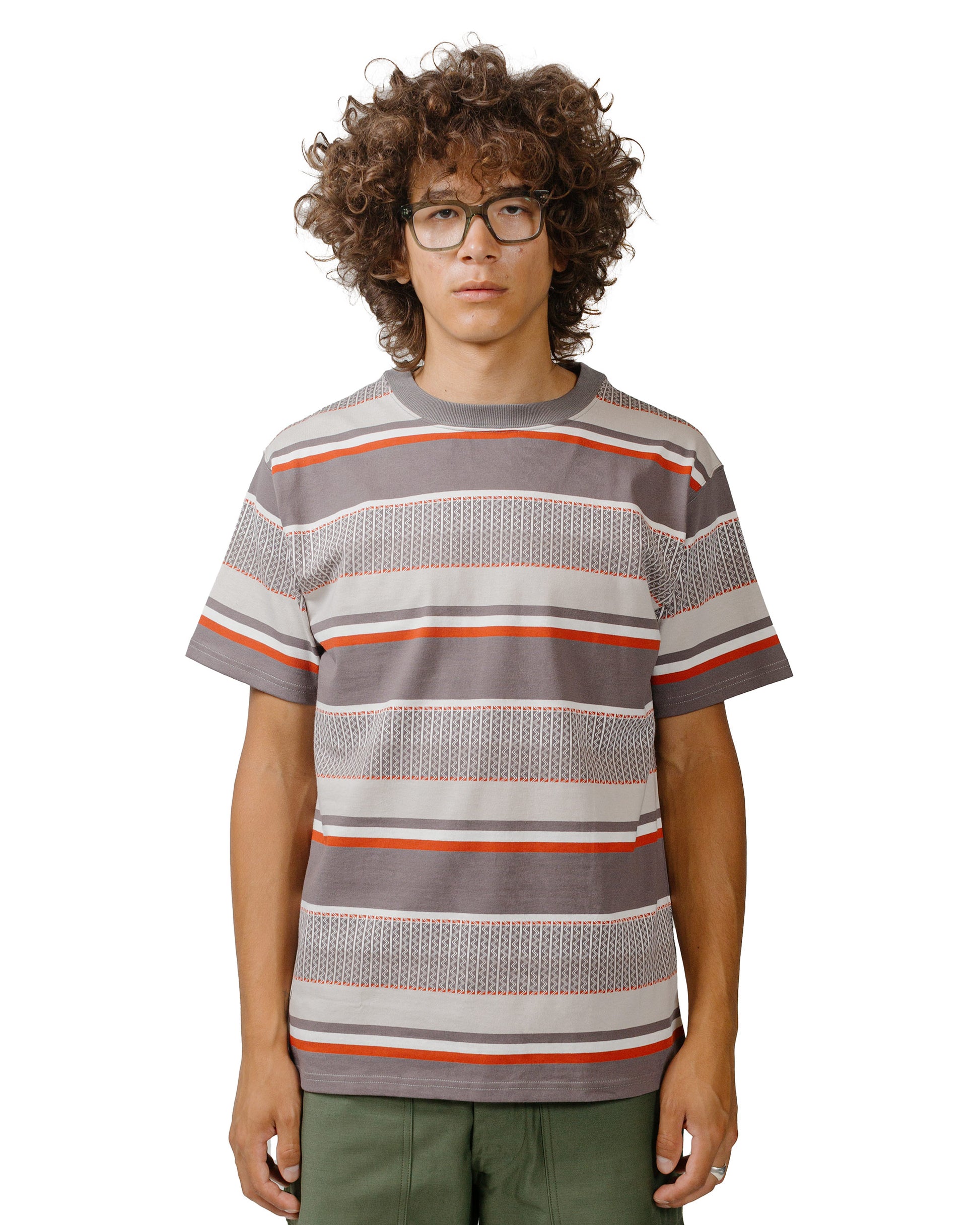 lost & found The Real McCoy's The Real McCoy's MC24017 Jacquard Knit Stripe Tee Gray