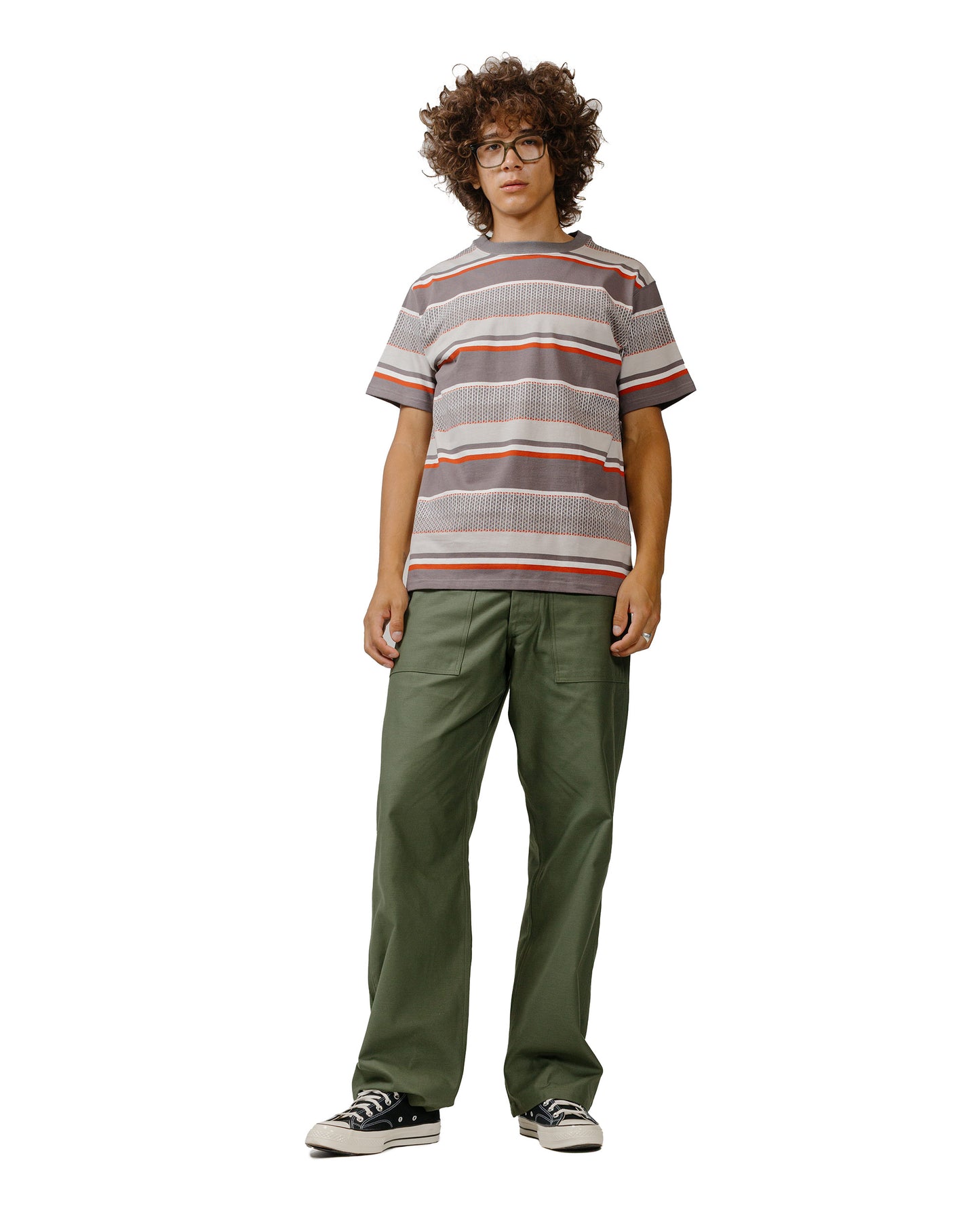 lost & found The Real McCoy's The Real McCoy's MC24017 Jacquard Knit Stripe Tee Gray