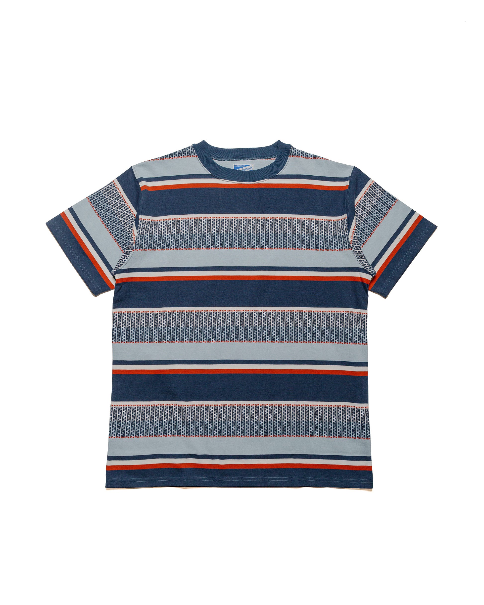 lost & found The Real McCoy's The Real McCoy's MC24017 Jacquard Knit Stripe Tee Navy