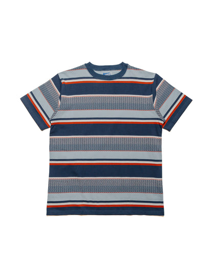 lost & found The Real McCoy's The Real McCoy's MC24017 Jacquard Knit Stripe Tee Navy
