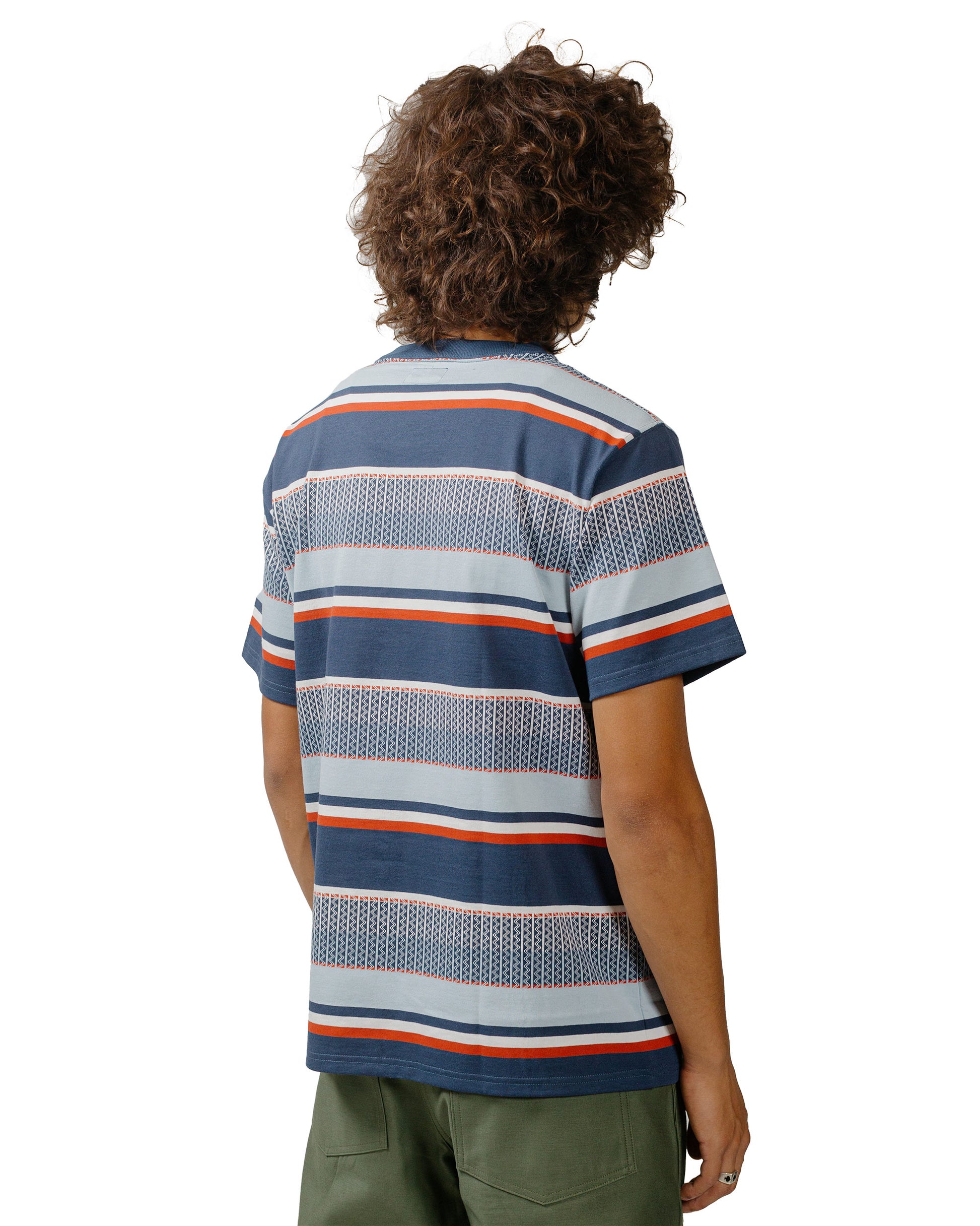 lost & found The Real McCoy's The Real McCoy's MC24017 Jacquard Knit Stripe Tee Navy