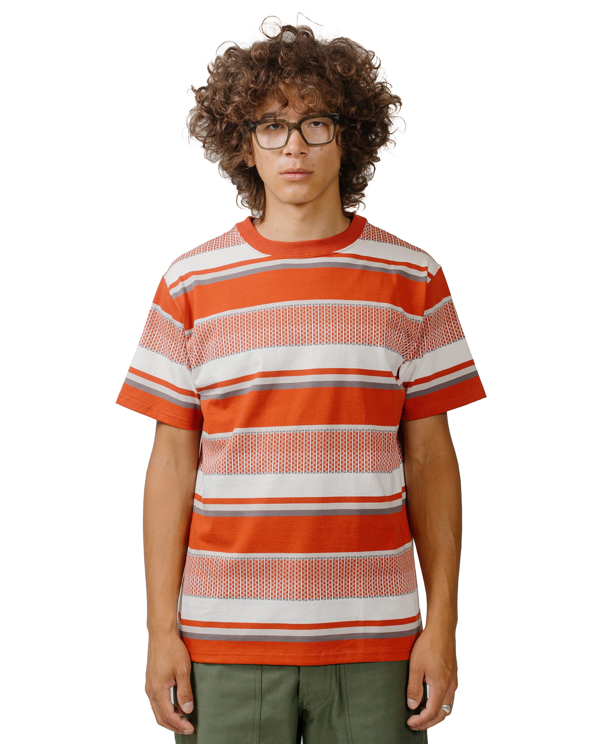 lost & found The Real McCoy's The Real McCoy's MC24017 Jacquard Knit Stripe Tee Red