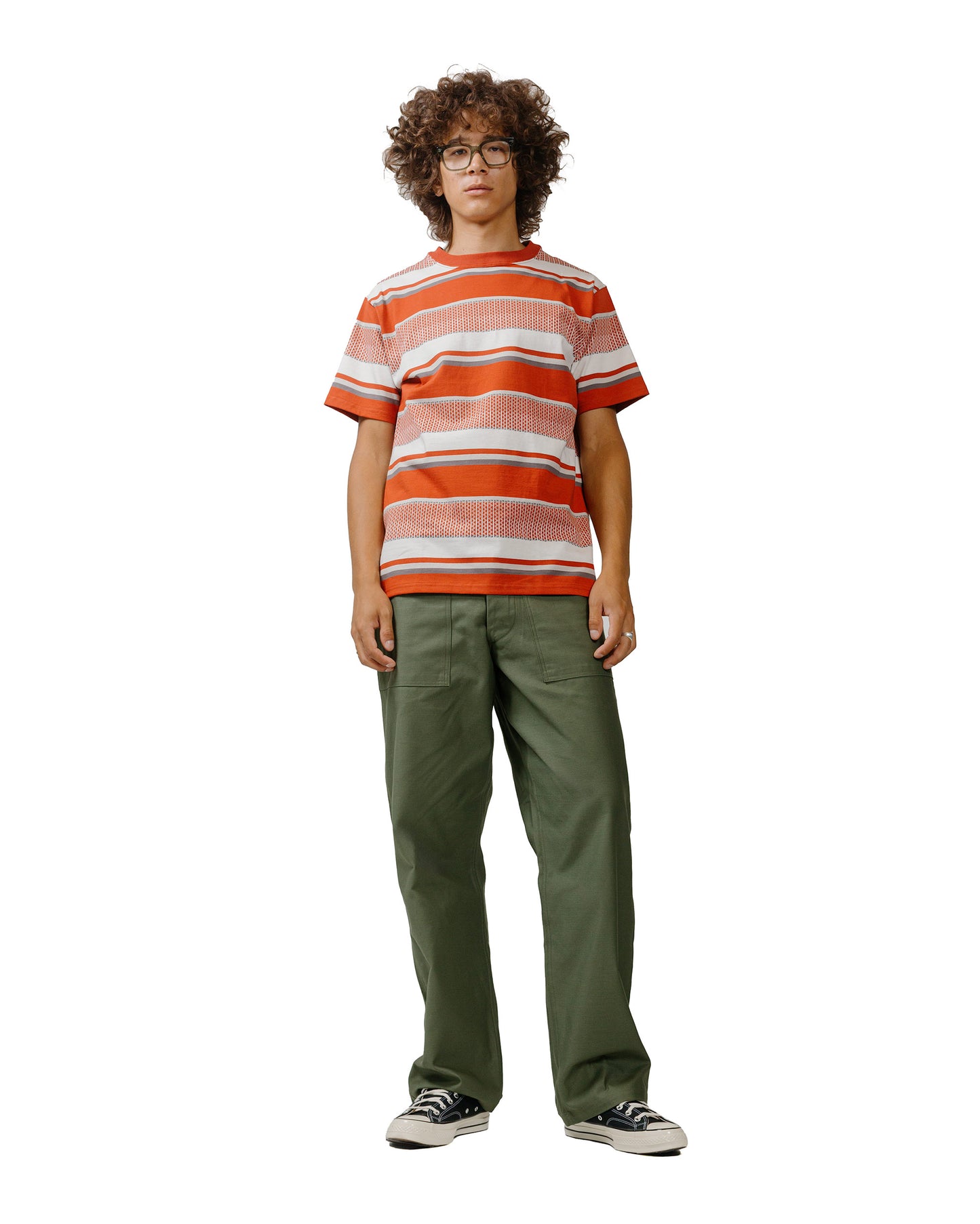 lost & found The Real McCoy's The Real McCoy's MC24017 Jacquard Knit Stripe Tee Red