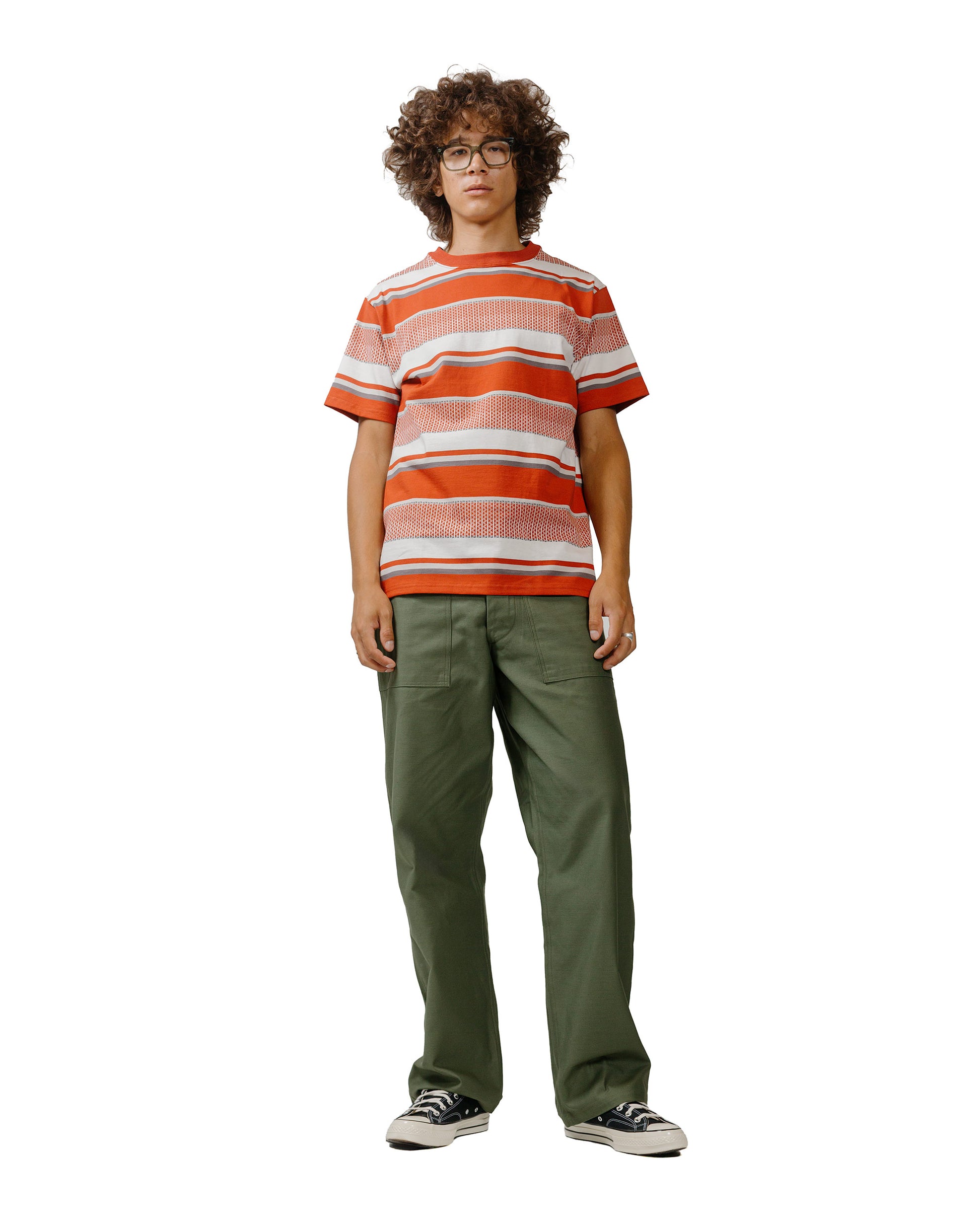 lost & found The Real McCoy's The Real McCoy's MC24017 Jacquard Knit Stripe Tee Red