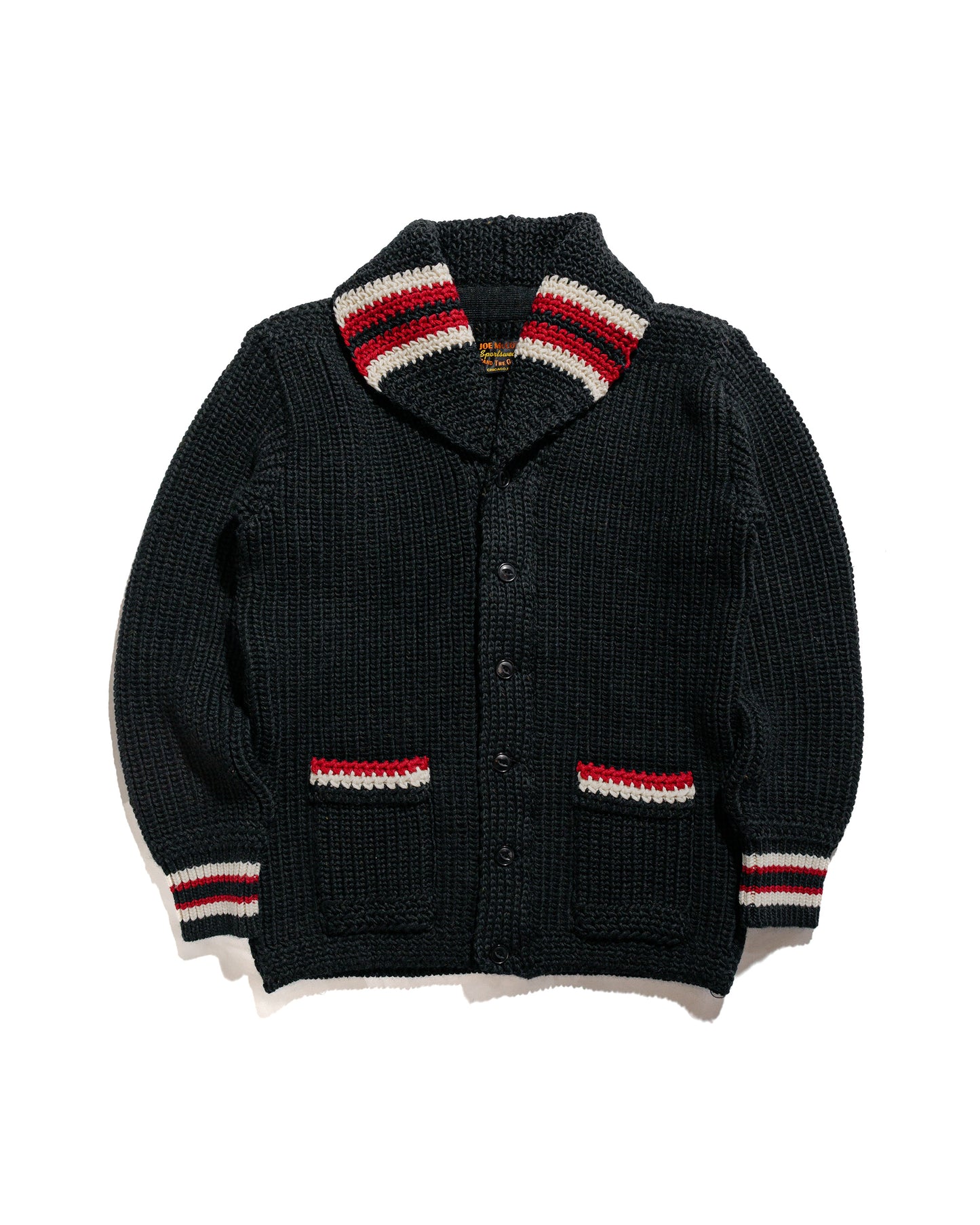 lost & found The Real McCoy's The Real McCoy's MC24111 Striped Shawl Collar Cardigan Charcoal