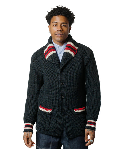 lost & found The Real McCoy's The Real McCoy's MC24111 Striped Shawl Collar Cardigan Charcoal