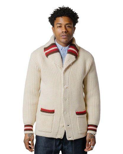 lost & found The Real McCoy's The Real McCoy's MC24111 Striped Shawl Collar Cardigan Ecru
