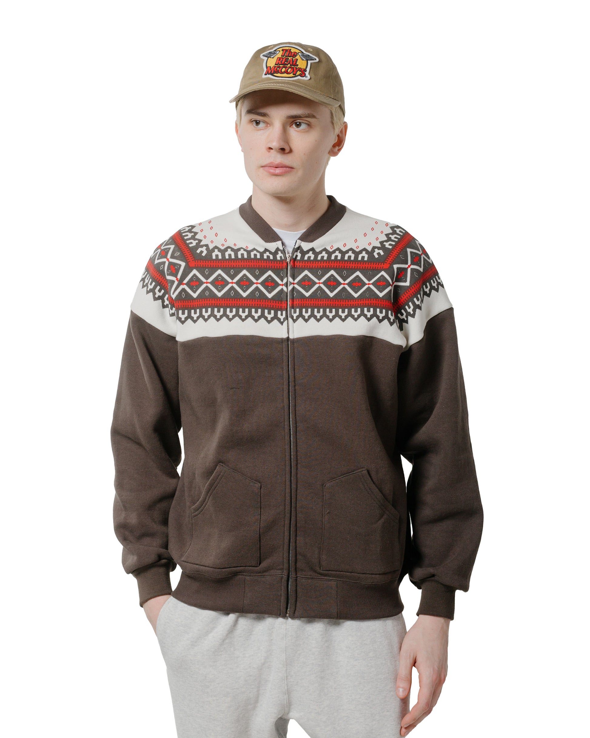 lost & found The Real McCoy's The Real McCoy's MC24112 Printed Snow Pattern F/Z Sweatshirt Charcoal