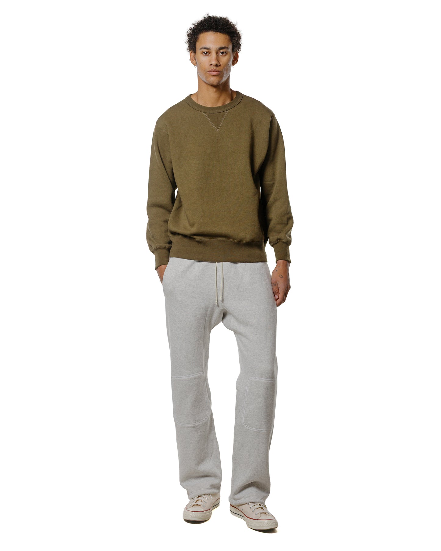 lost & found The Real McCoy's The Real McCoy's MC24113 10 Oz. Loopwheel Crewneck Sweatshirt Olive