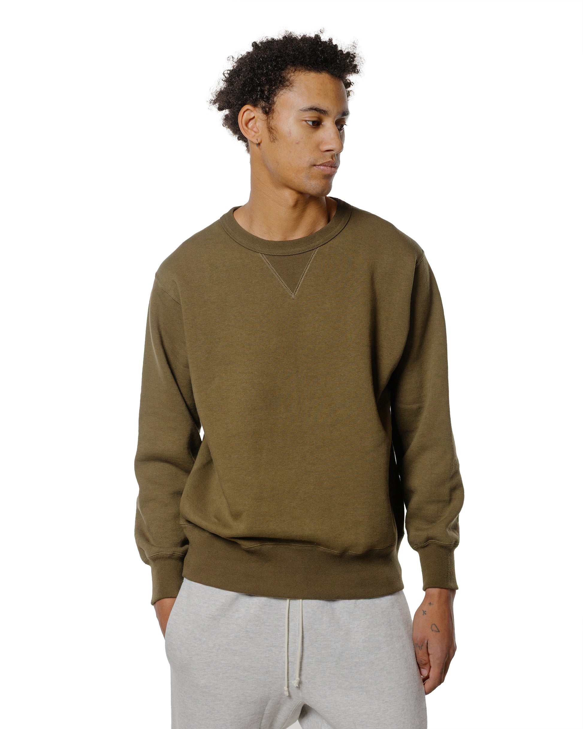 lost & found The Real McCoy's The Real McCoy's MC24113 10 Oz. Loopwheel Crewneck Sweatshirt Olive