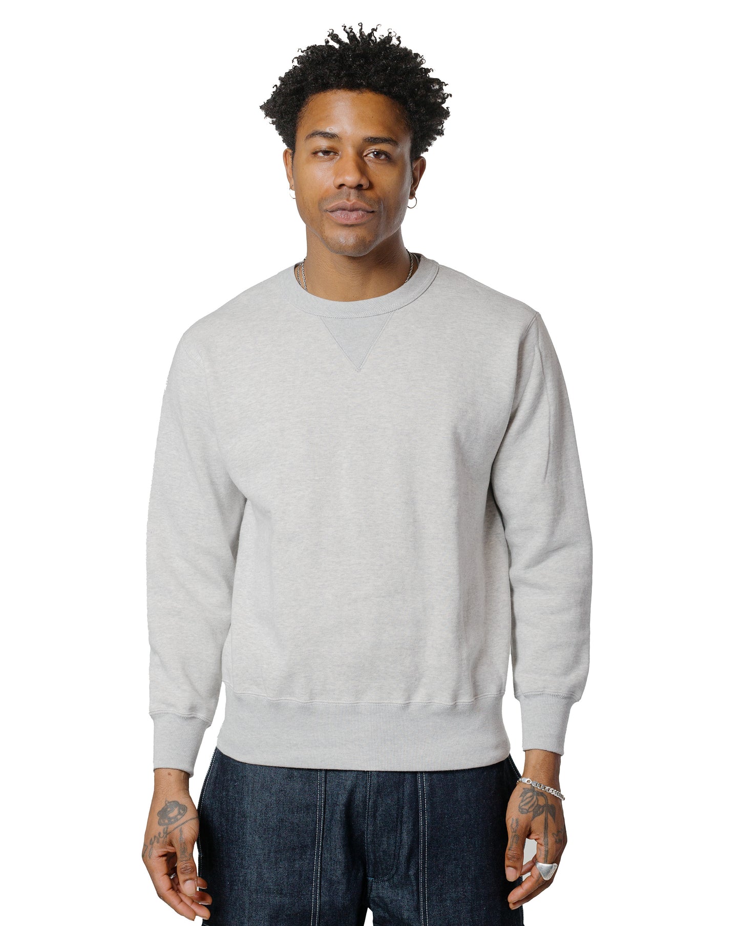 lost & found The Real McCoy's The Real McCoy's MC24113 10 Oz. Loopwheel Crewneck Sweatshirt Snow Gray