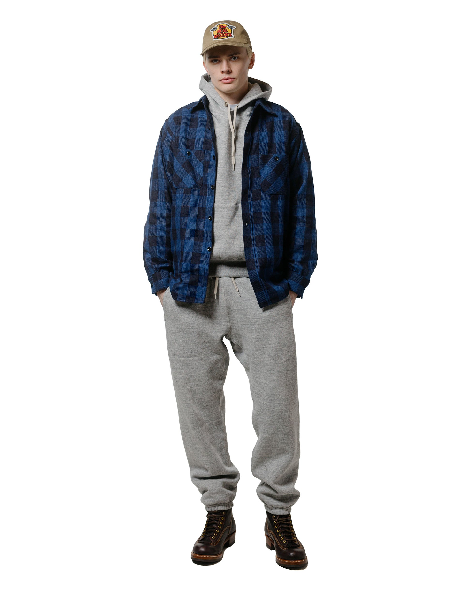 lost & found The Real McCoy's The Real McCoy's MC24114 10 Oz. Loopwheel Hooded Sweatshirt Gray