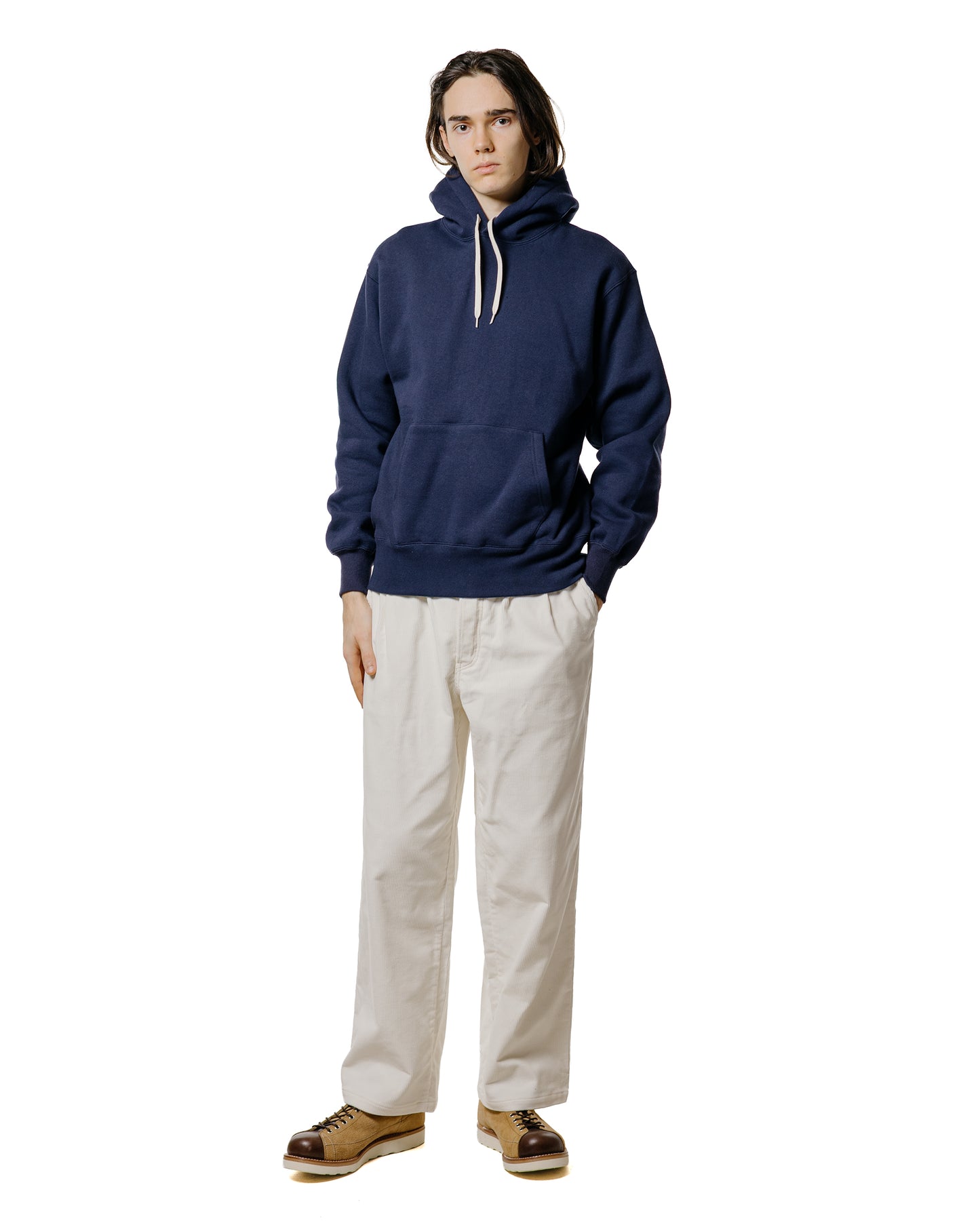 lost & found The Real McCoy's The Real McCoy's MC24114 10 Oz. Loopwheel Hooded Sweatshirt Navy