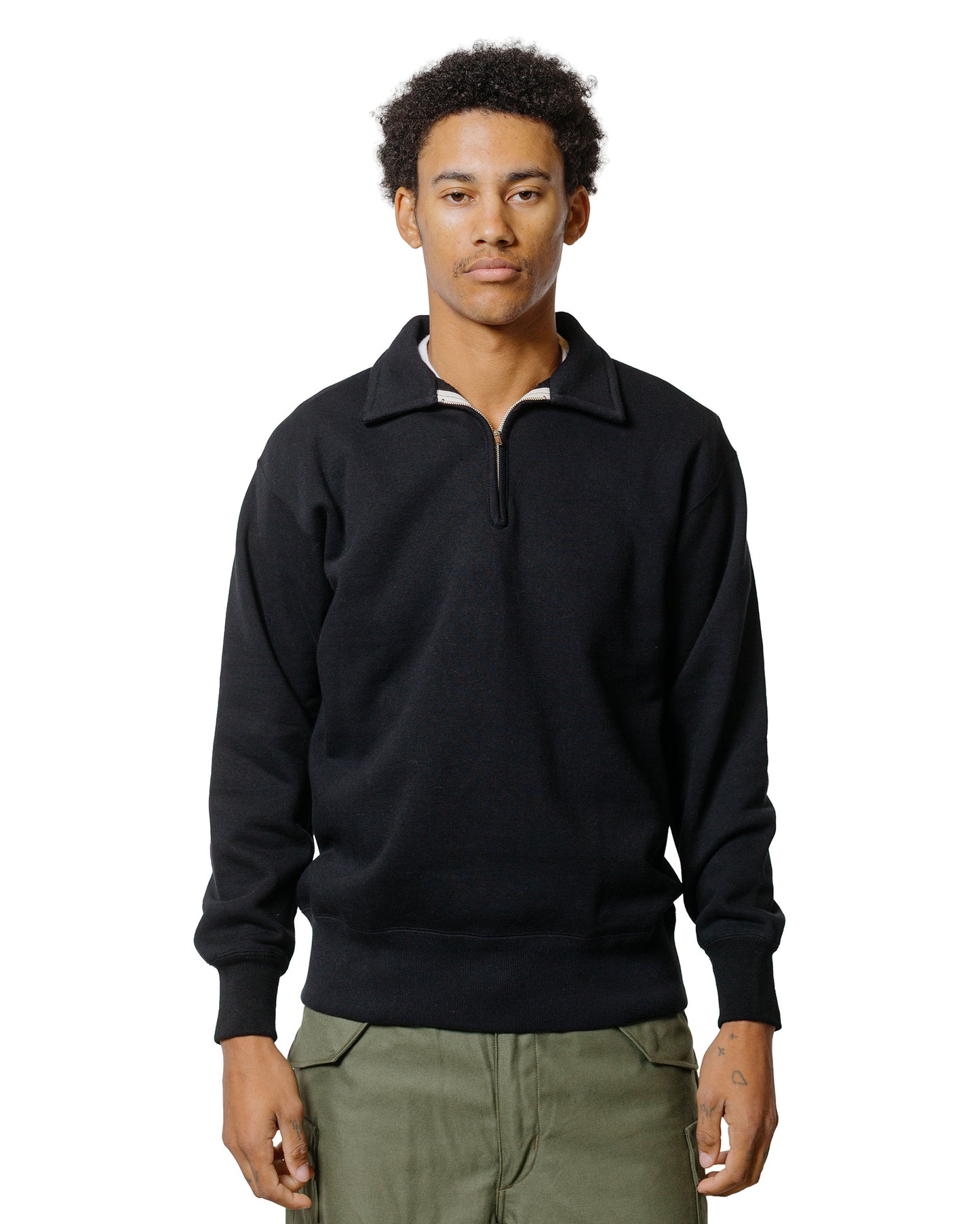 lost & found The Real McCoy's The Real McCoy's MC24115 10 Oz. Loopwheel 1/4 Zip Sweatshirt Black