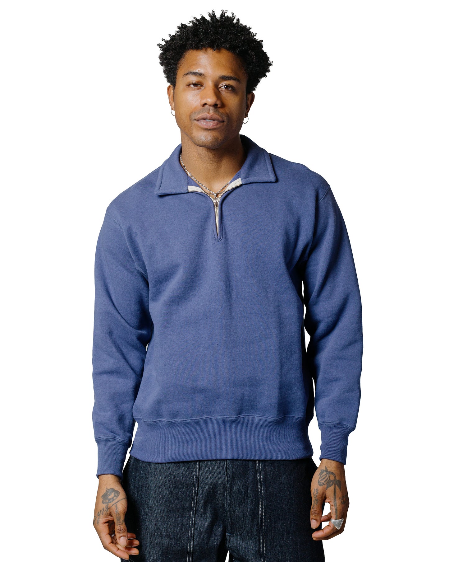 lost & found The Real McCoy's The Real McCoy's MC24115 10 Oz. Loopwheel 1/4 Zip Sweatshirt MQ Navy