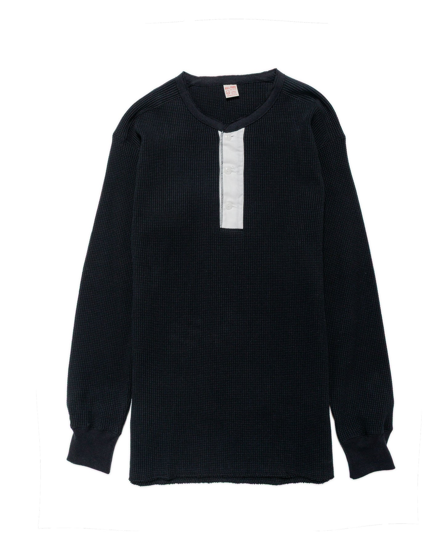 lost & found The Real McCoy's The Real McCoy's MC24122 Waffle Thermal Henley Undershirt L/S Black