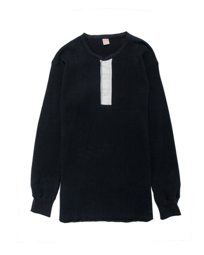 lost & found The Real McCoy's The Real McCoy's MC24122 Waffle Thermal Henley Undershirt L/S Black