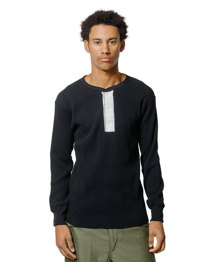 lost & found The Real McCoy's The Real McCoy's MC24122 Waffle Thermal Henley Undershirt L/S Black