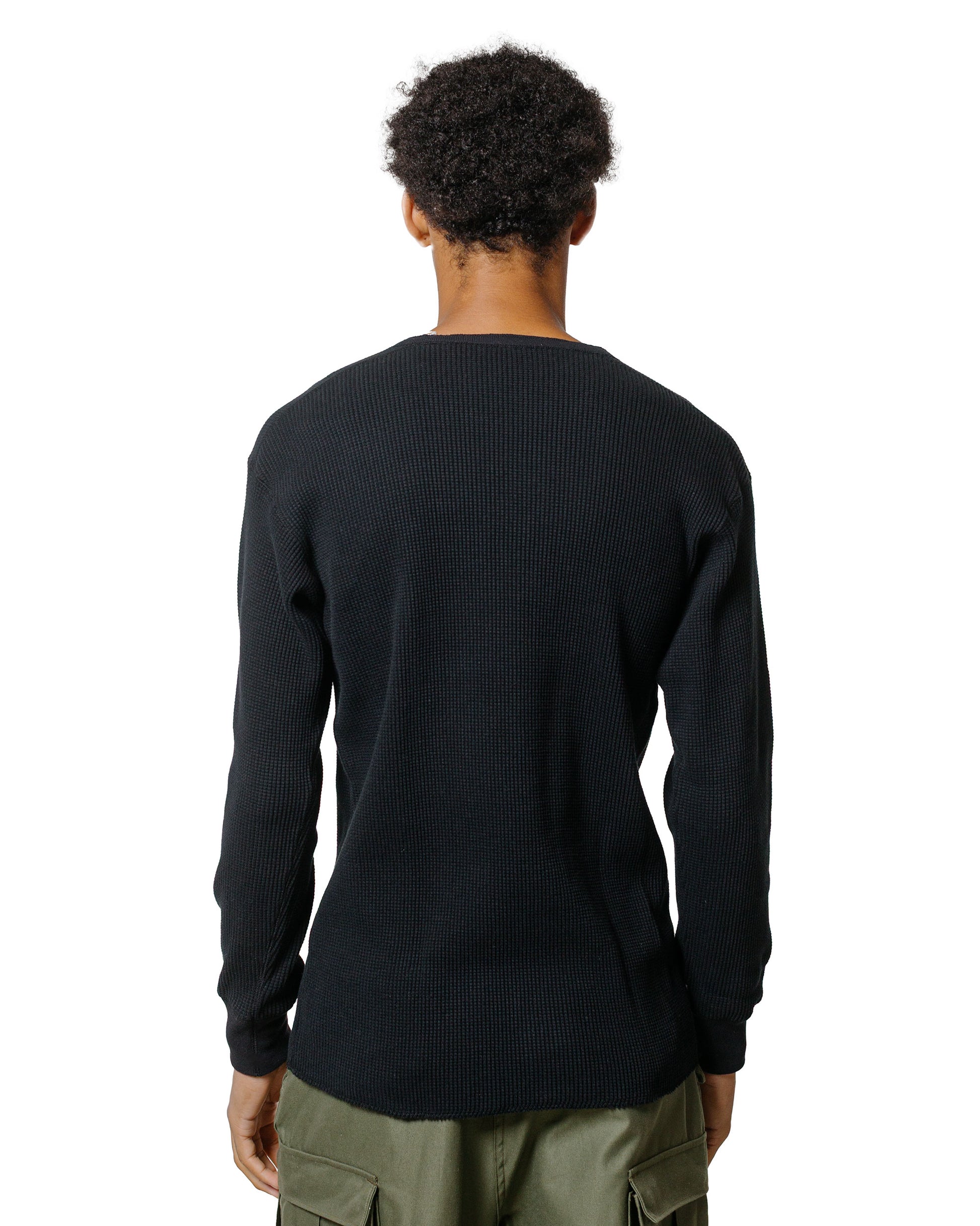 lost & found The Real McCoy's The Real McCoy's MC24122 Waffle Thermal Henley Undershirt L/S Black