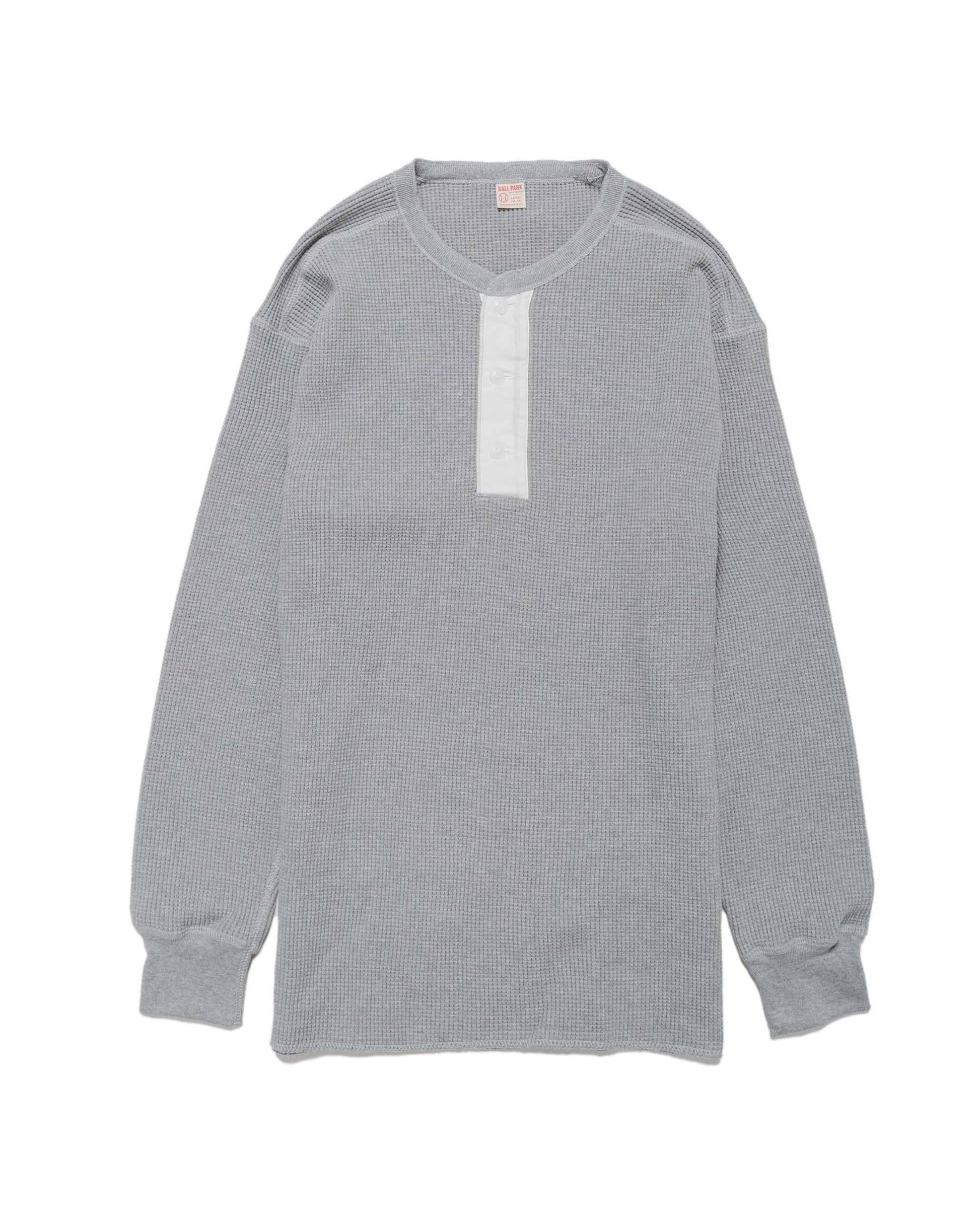 lost & found The Real McCoy's The Real McCoy's MC24122 Waffle Thermal Henley Undershirt L/S Medium Gray