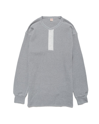 lost & found The Real McCoy's The Real McCoy's MC24122 Waffle Thermal Henley Undershirt L/S Medium Gray