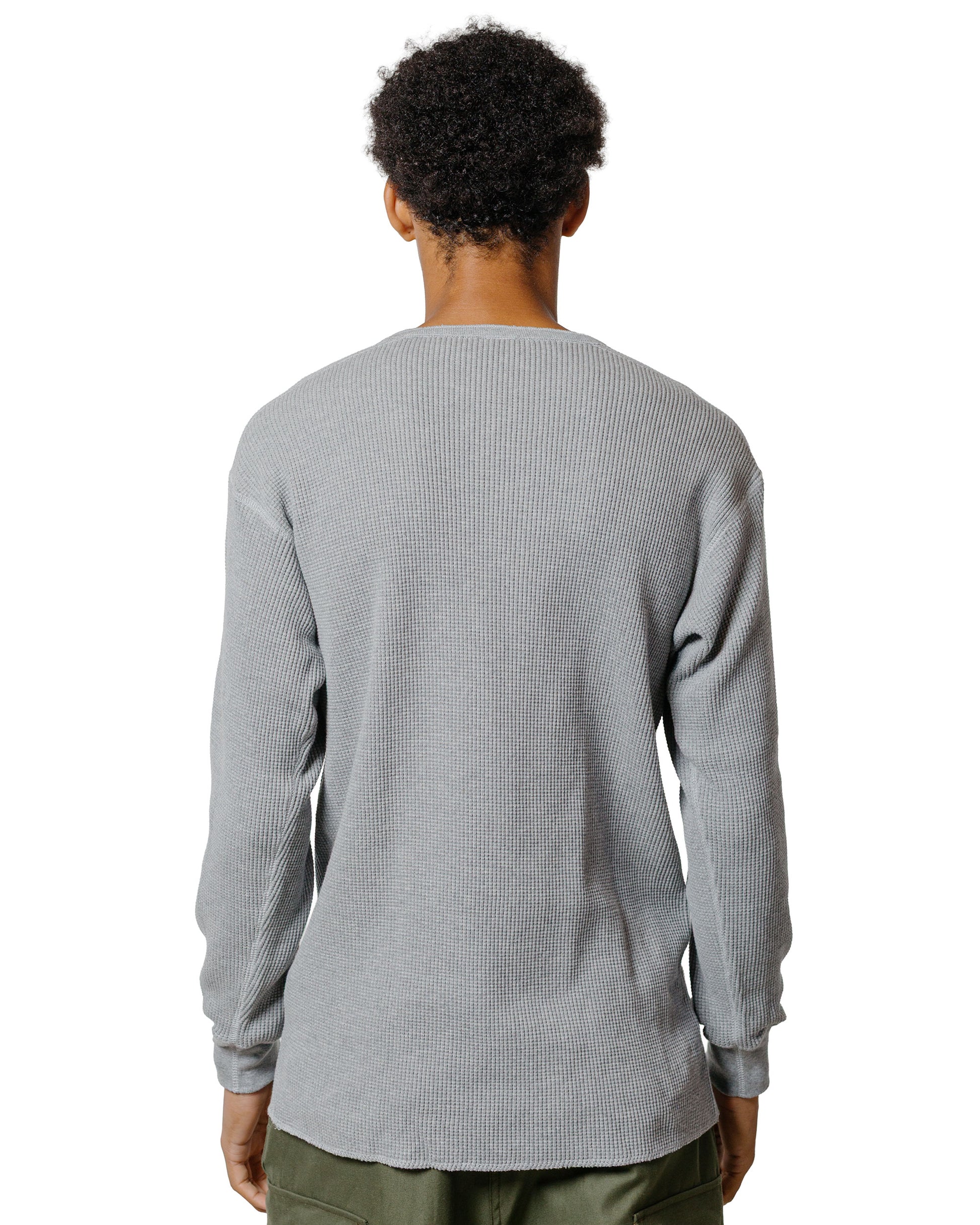 lost & found The Real McCoy's The Real McCoy's MC24122 Waffle Thermal Henley Undershirt L/S Medium Gray