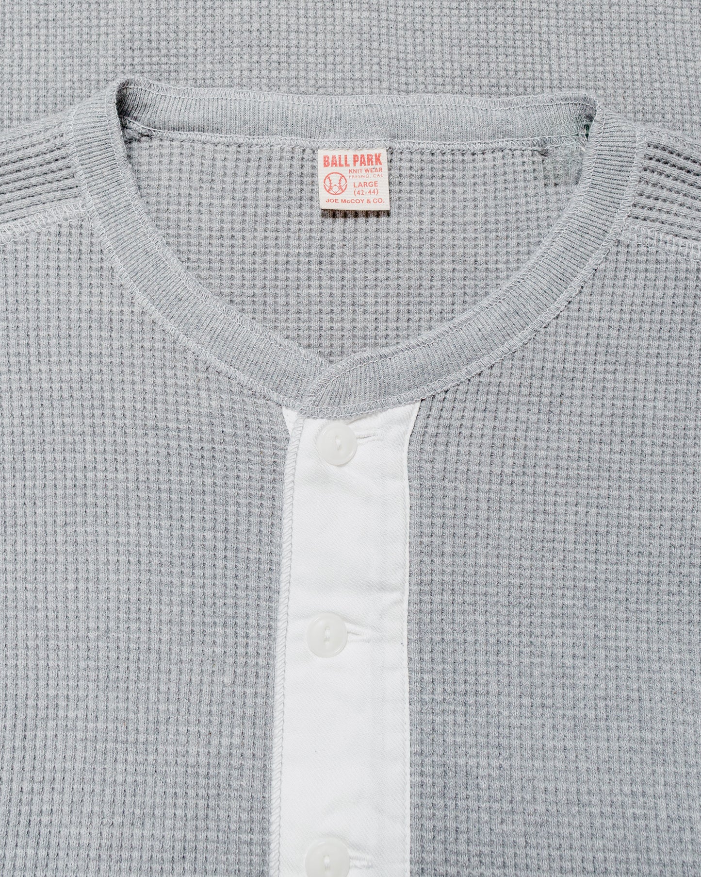 lost & found The Real McCoy's The Real McCoy's MC24122 Waffle Thermal Henley Undershirt L/S Medium Gray