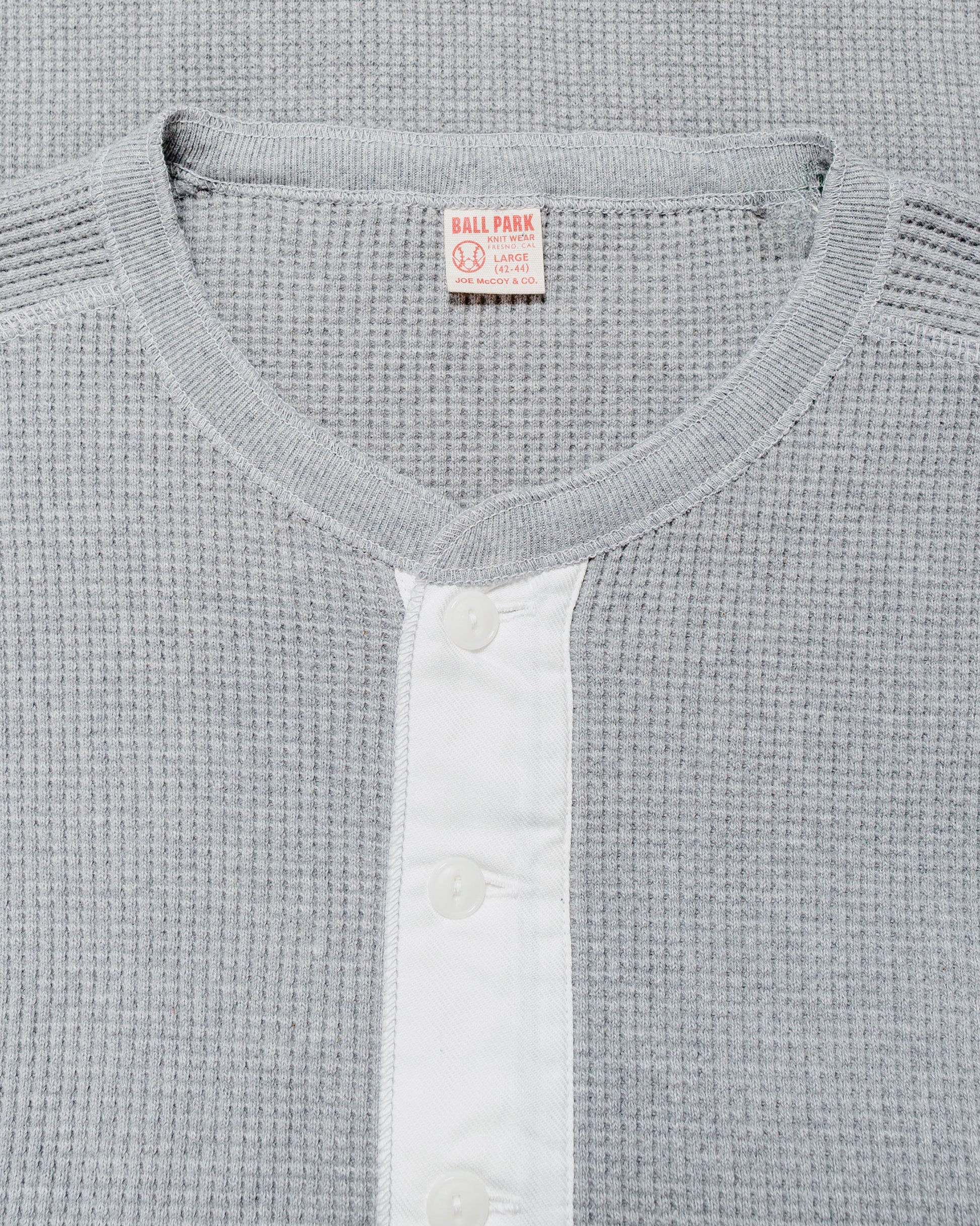lost & found The Real McCoy's The Real McCoy's MC24122 Waffle Thermal Henley Undershirt L/S Medium Gray
