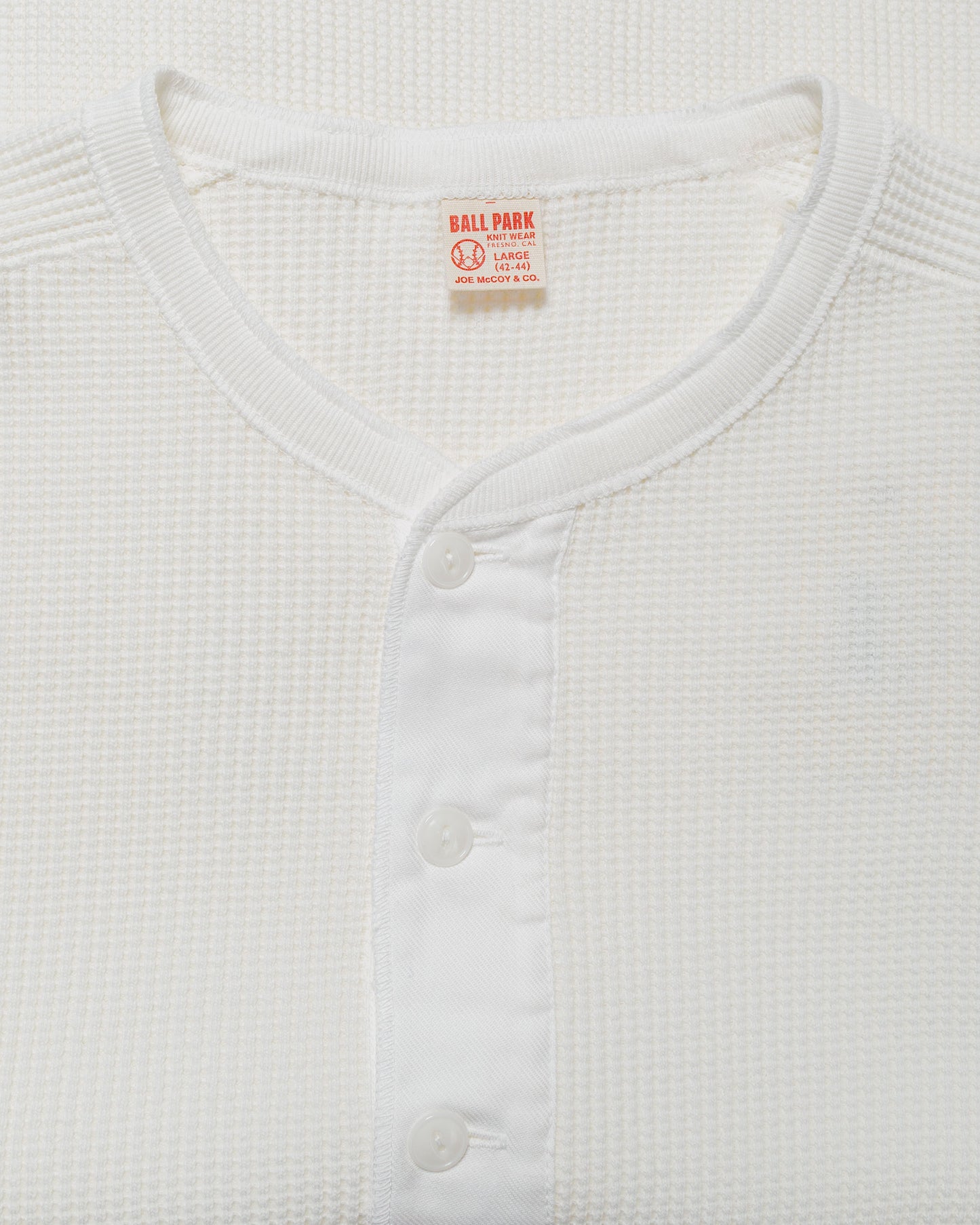 lost & found The Real McCoy's The Real McCoy's MC24122 Waffle Thermal Henley Undershirt L/S White