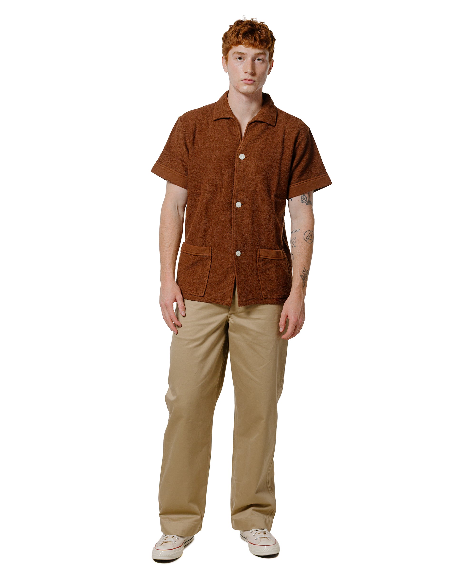 lost & found The Real McCoy's The Real McCoy's MC25001 Cotton Pile Beach Shirt Brown