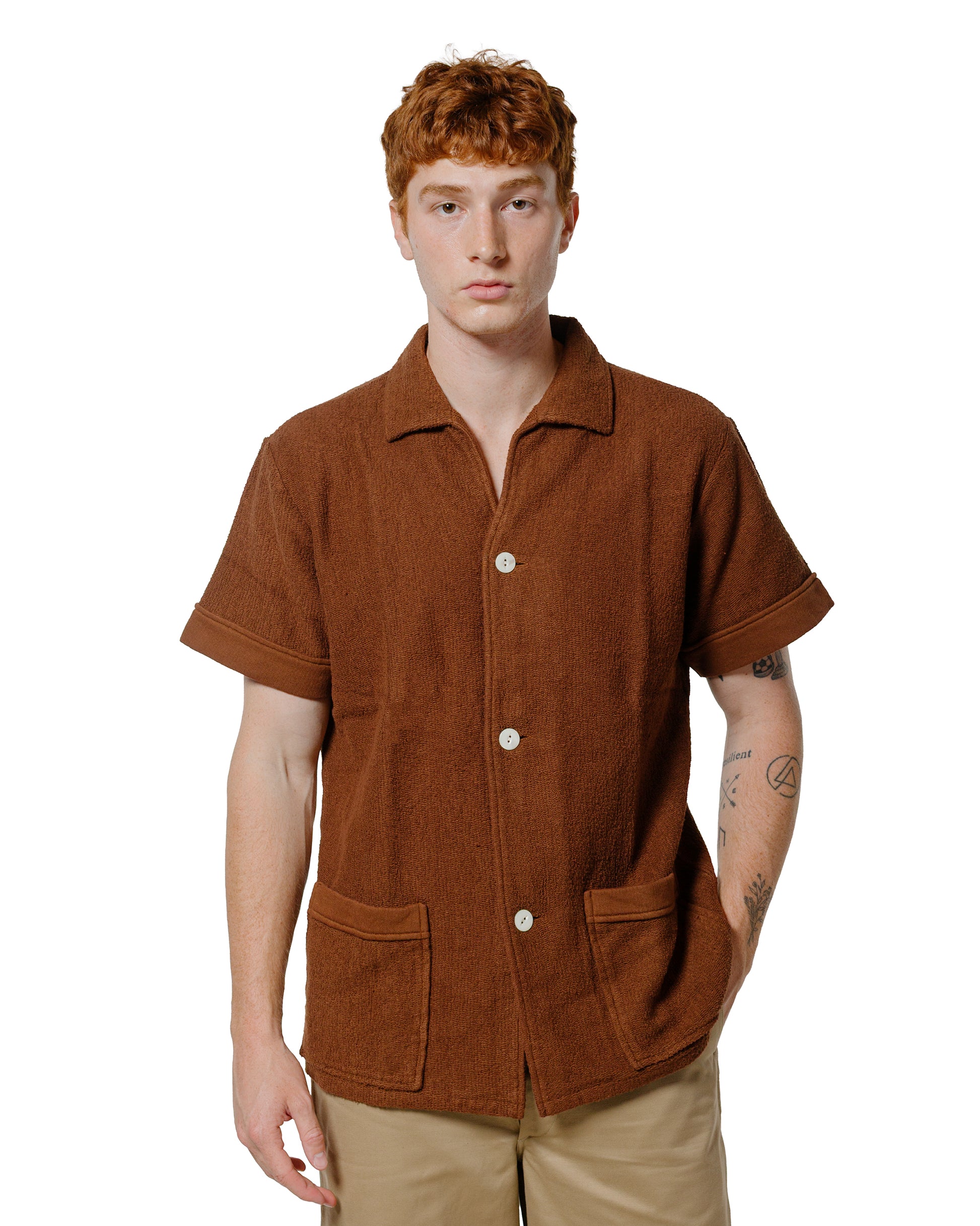 lost & found The Real McCoy's The Real McCoy's MC25001 Cotton Pile Beach Shirt Brown