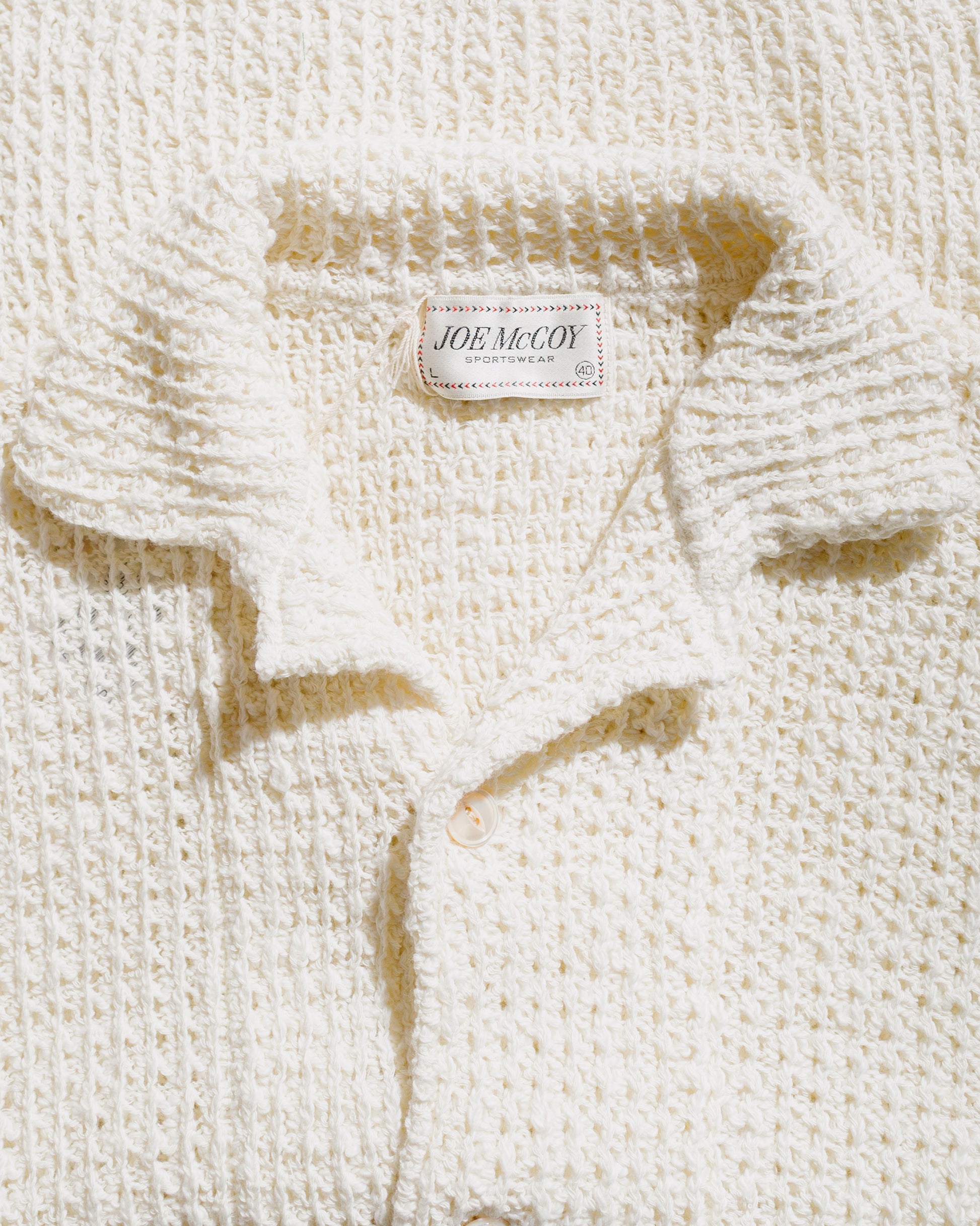 lost & found The Real McCoy's The Real McCoy's MC25002 Cotton Knitted Button Up Shirt Milk