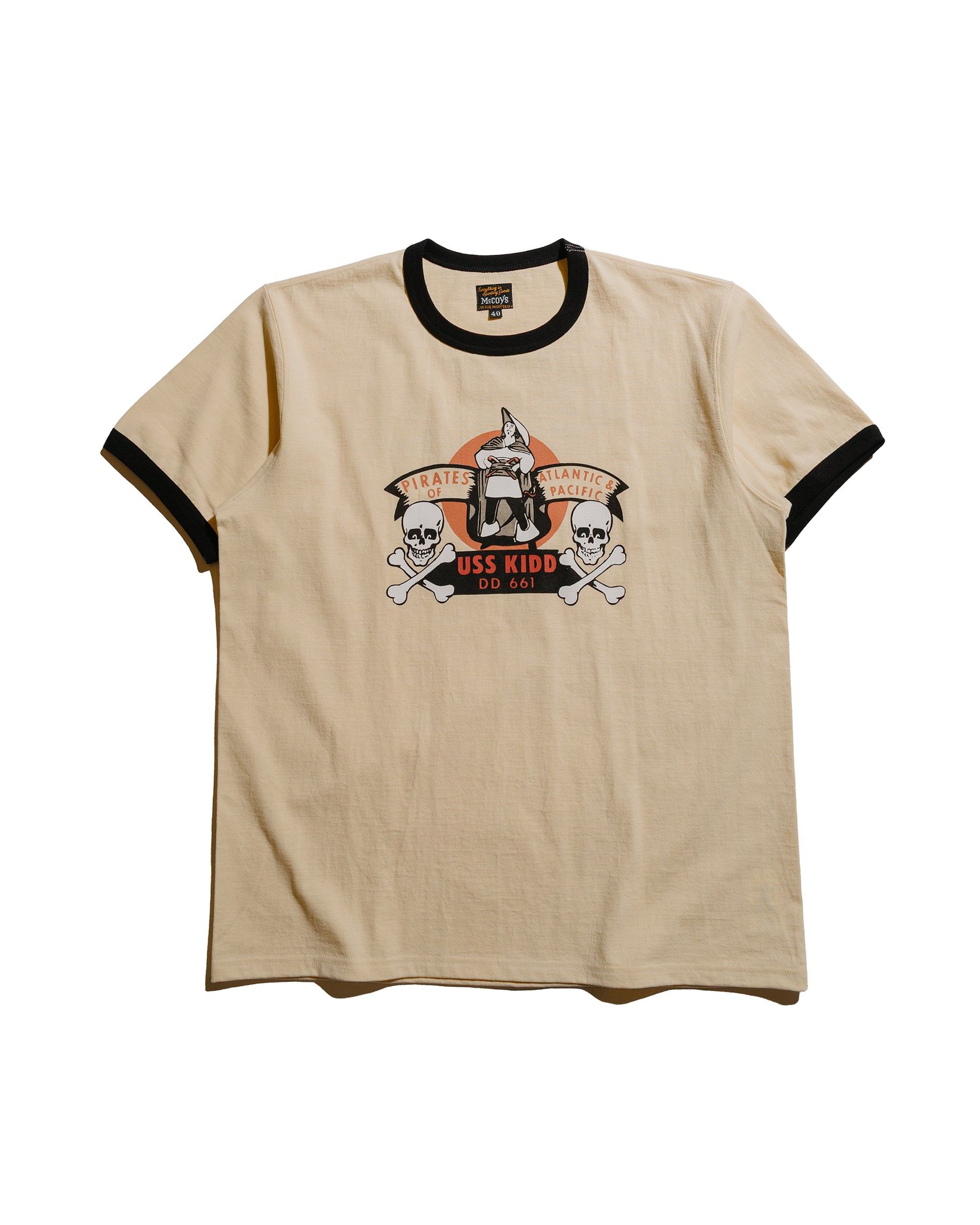 lost & found The Real McCoy's The Real McCoy's MC25005 Military Tee / USS Kidd Ecru/Black
