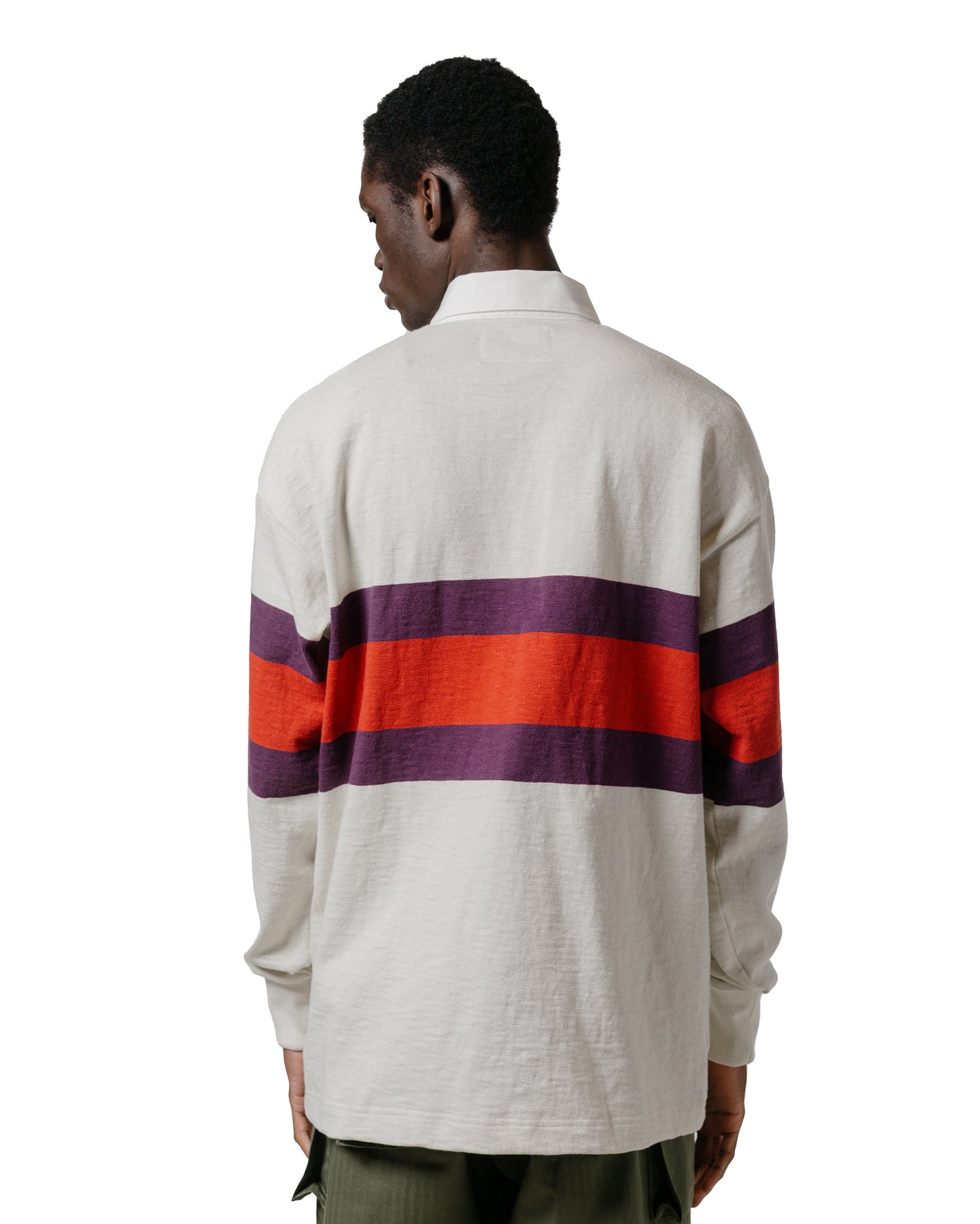 lost & found The Real McCoy's The Real McCoy's MC25013 Climbers' Striped Rugby Shirt Ecru/Purple