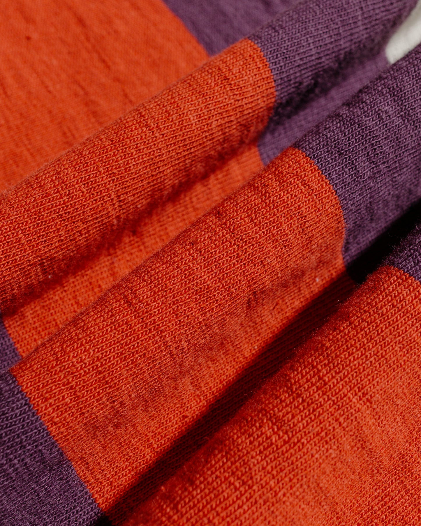 lost & found The Real McCoy's The Real McCoy's MC25013 Climbers' Striped Rugby Shirt Ecru/Purple