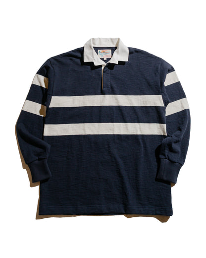 lost & found The Real McCoy's The Real McCoy's MC25013 Climbers' Striped Rugby Shirt Navy/Ecru