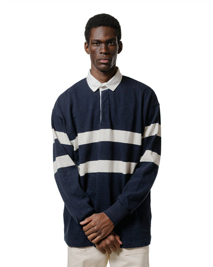 lost & found The Real McCoy's The Real McCoy's MC25013 Climbers' Striped Rugby Shirt Navy/Ecru