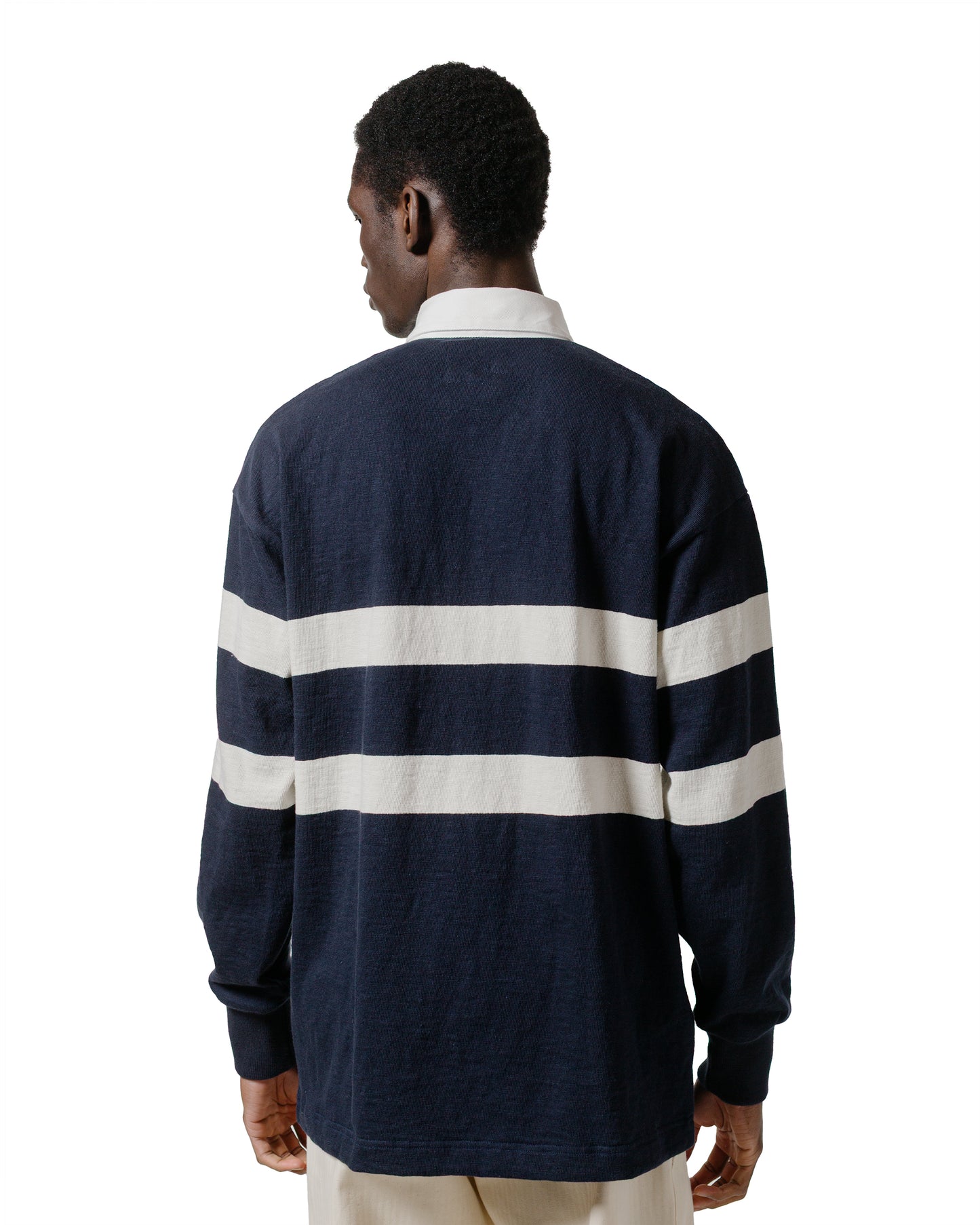 lost & found The Real McCoy's The Real McCoy's MC25013 Climbers' Striped Rugby Shirt Navy/Ecru