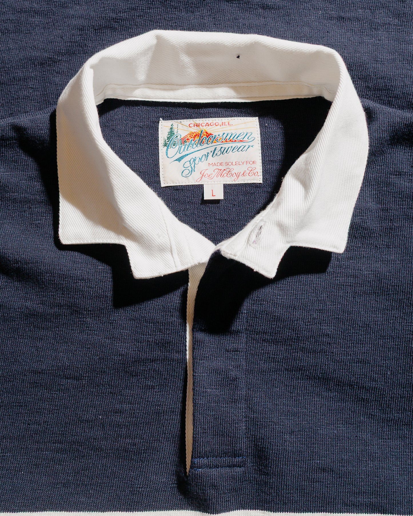 lost & found The Real McCoy's The Real McCoy's MC25013 Climbers' Striped Rugby Shirt Navy/Ecru