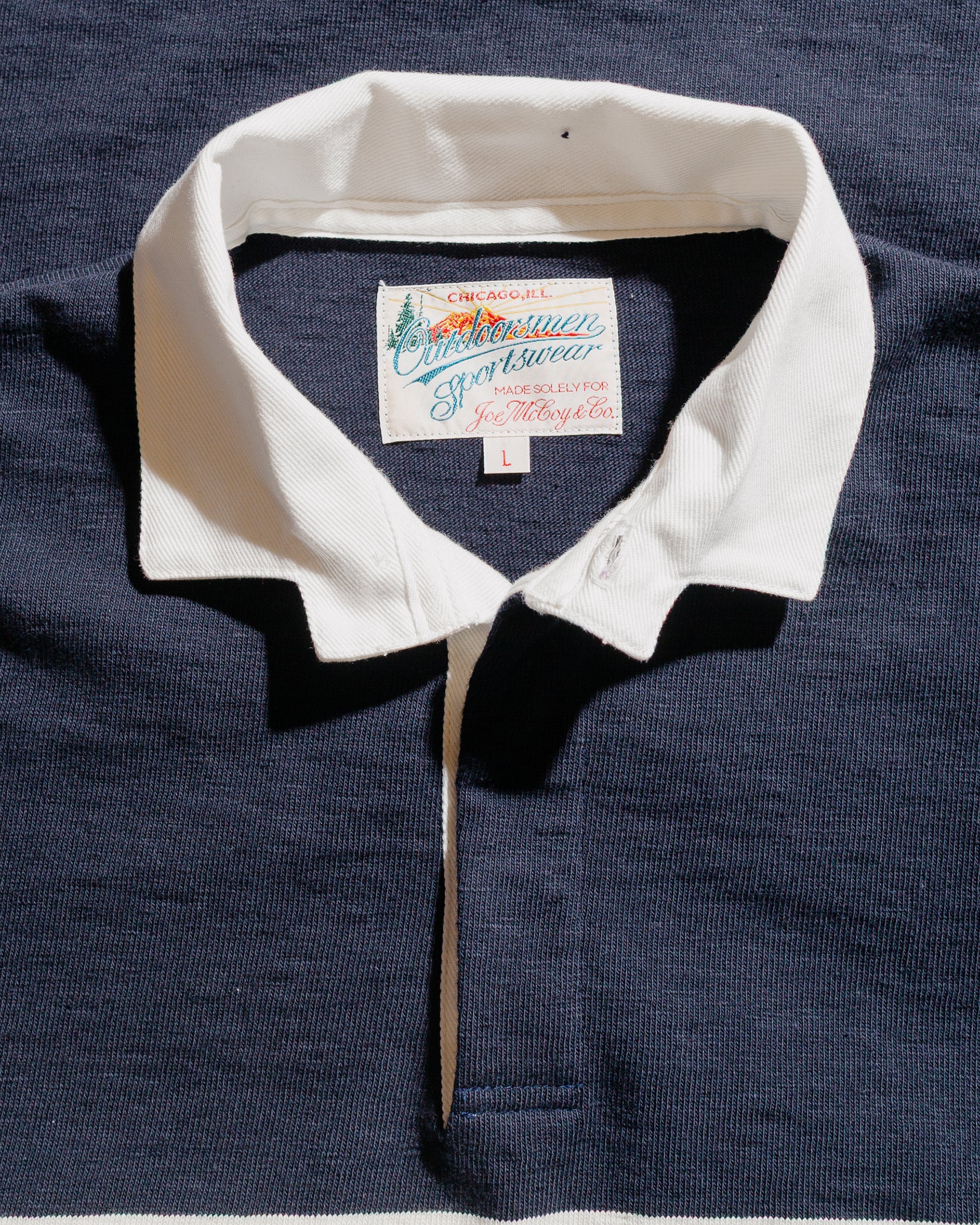 lost & found The Real McCoy's The Real McCoy's MC25013 Climbers' Striped Rugby Shirt Navy/Ecru