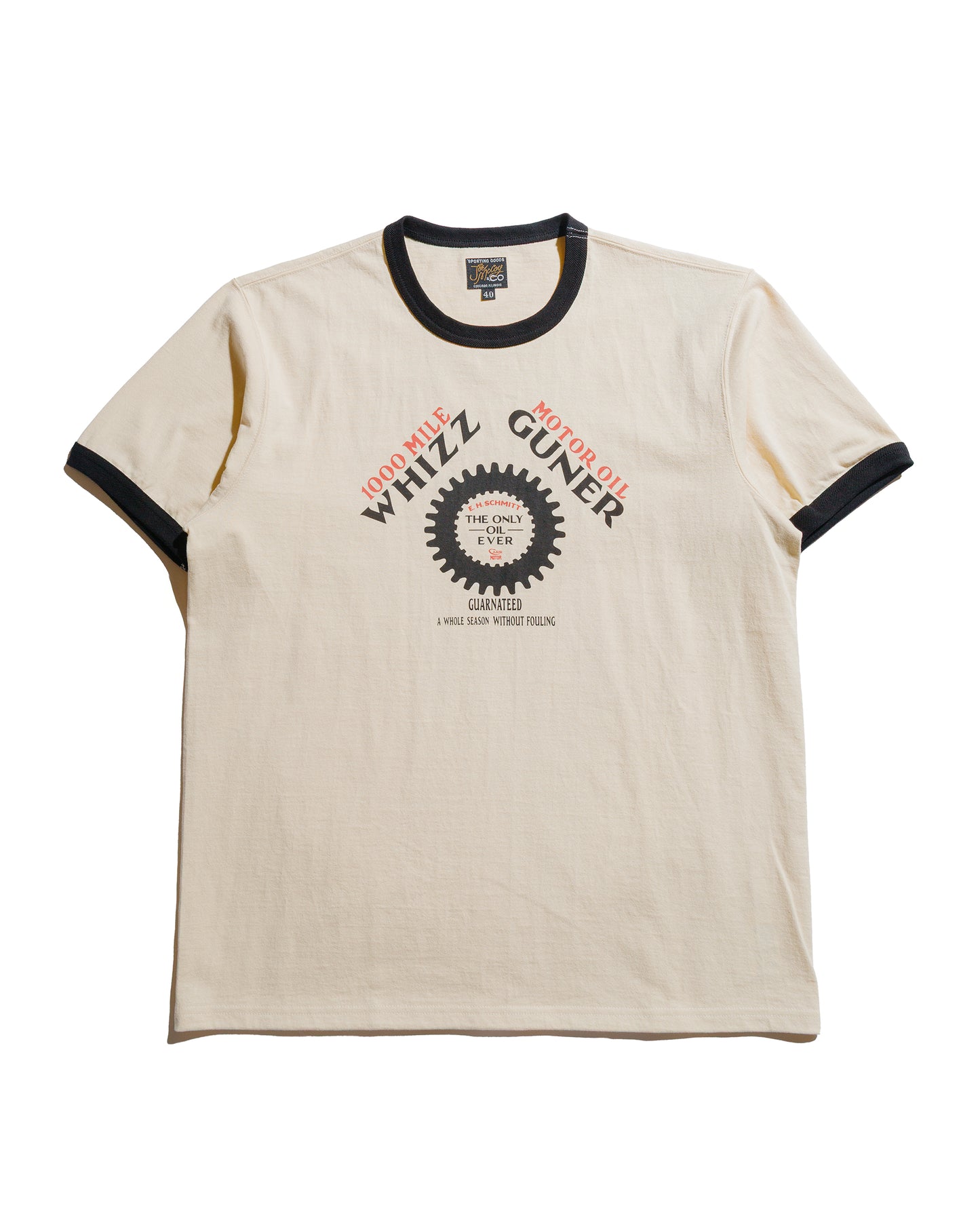 lost & found The Real McCoy's The Real McCoy's MC25016 Joe McCoy Tee / Whiz Gunner Ecru/Black